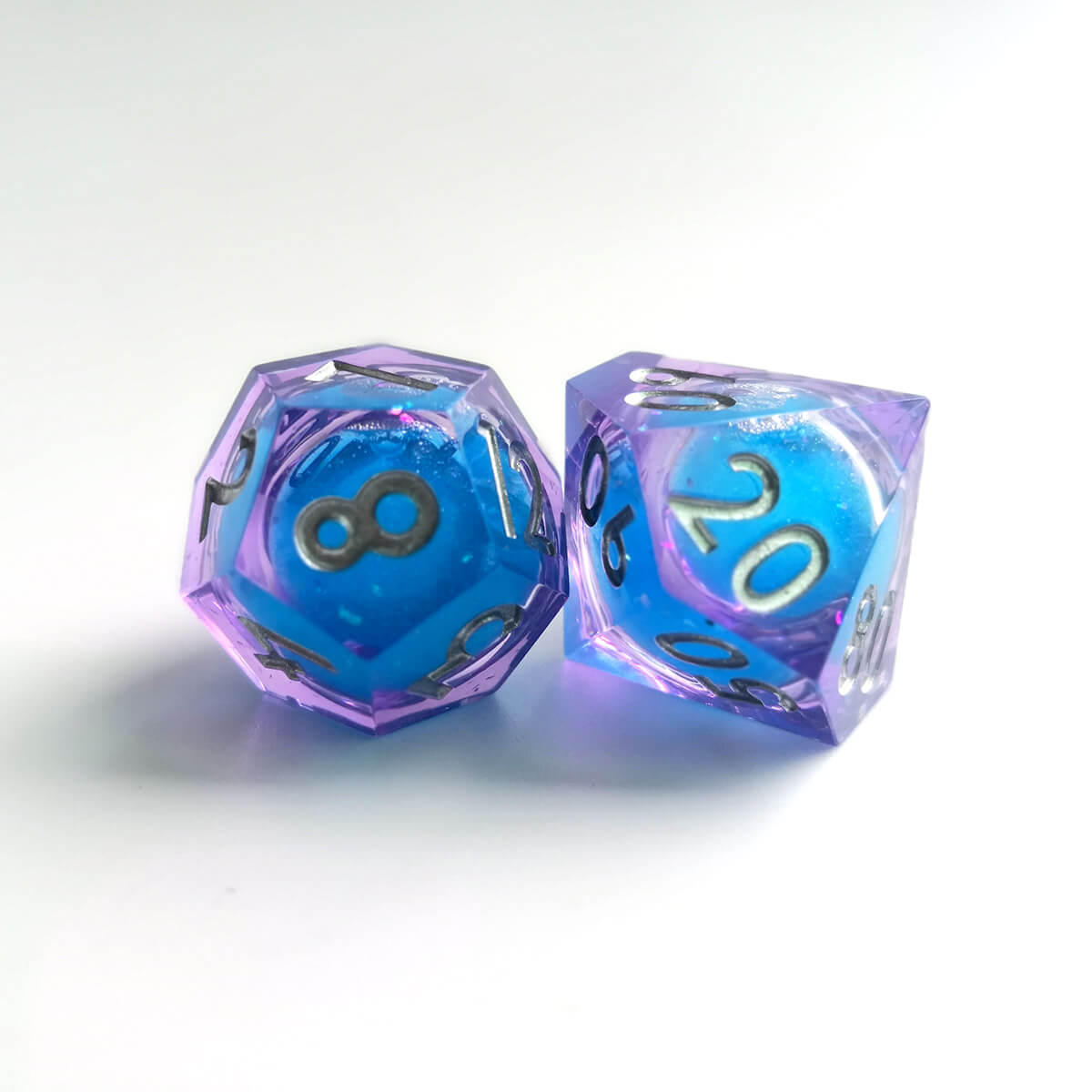 Liquid Core 7-Piece Sharp Edge DND Dice Set - Dice of Dragons