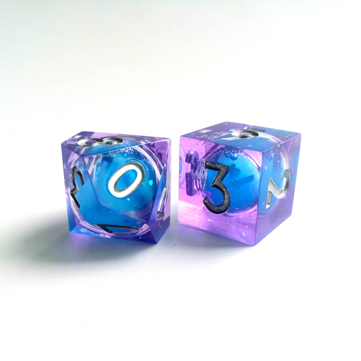 Liquid Core 7-Piece Sharp Edge DND Dice Set - Dice of Dragons