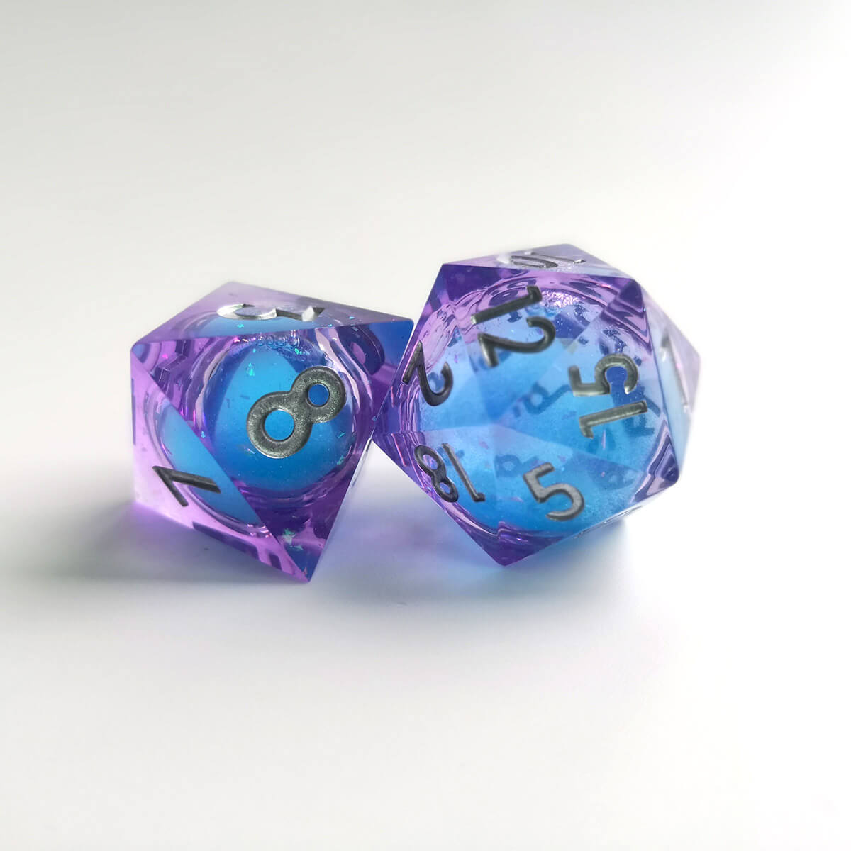 Liquid Core 7-Piece Sharp Edge DND Dice Set - Dice of Dragons