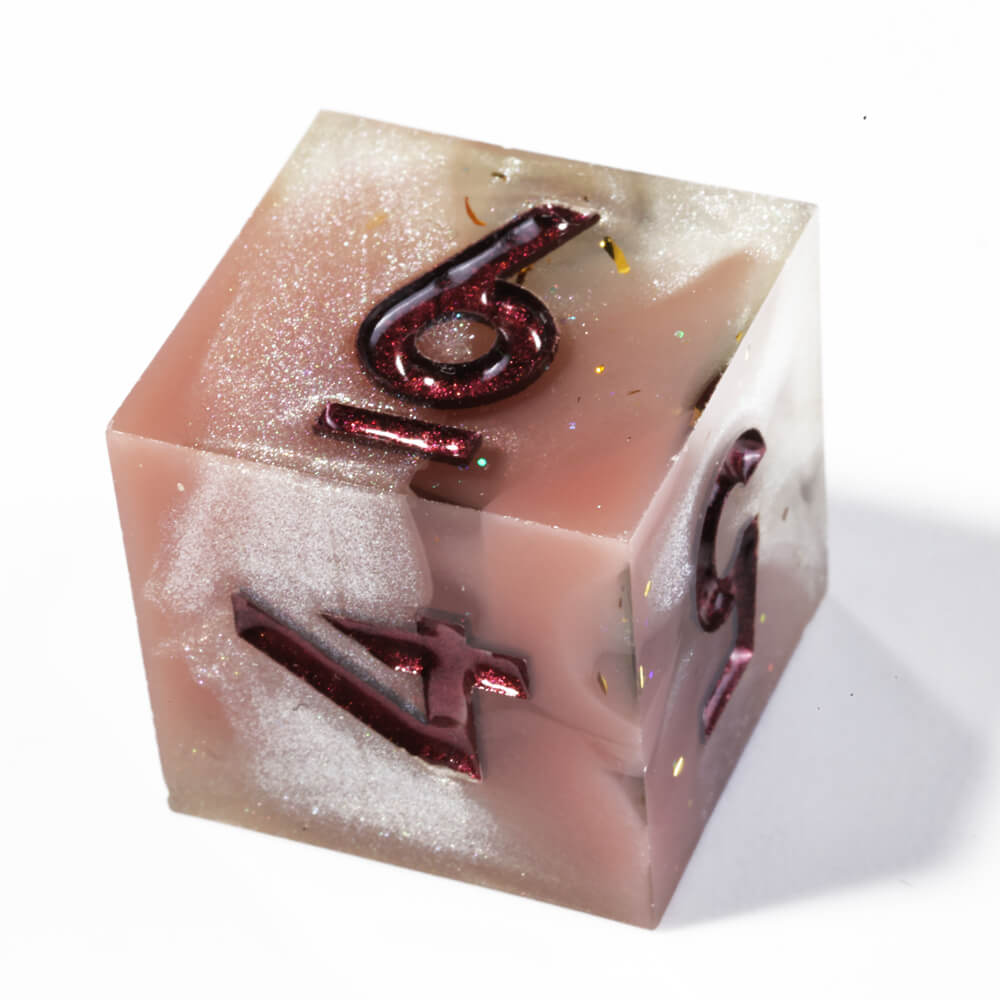 Milk Coffee 7-Piece Sharp Edge Polyhedral Resin D&D Dice Set - Dice of Dragons