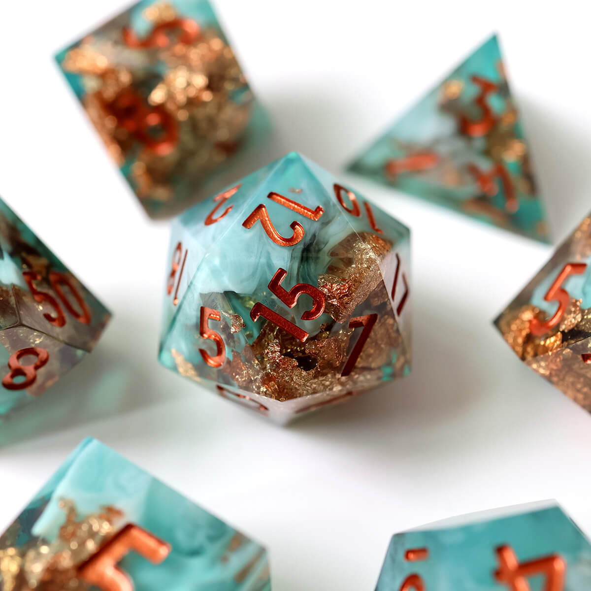 Moonlit Shadow DND Dice Set 7-Piece Sharp Edge - Dice of Dragons