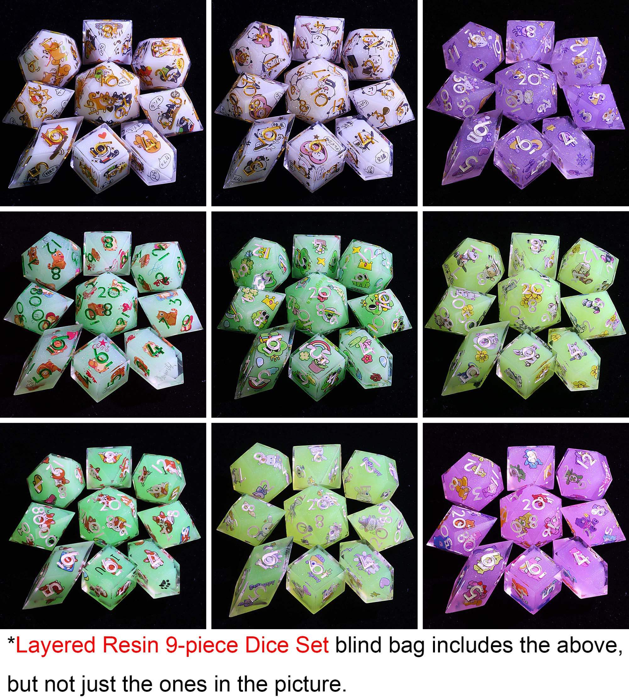 Mystery 9-piece Handmade D&D Dice Set Blind Box - Dice of Dragons