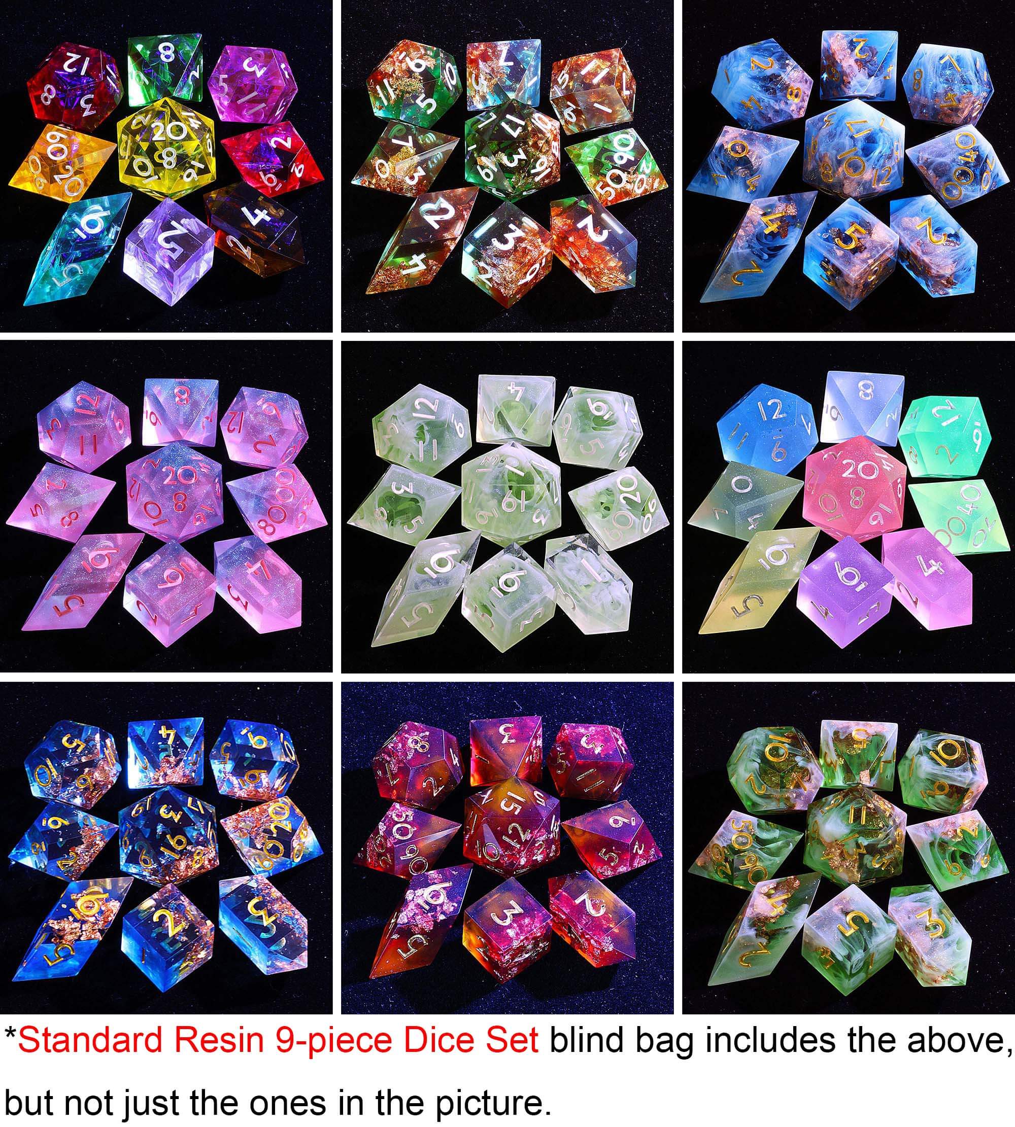 Mystery 9-piece Handmade D&D Dice Set Blind Box - Dice of Dragons