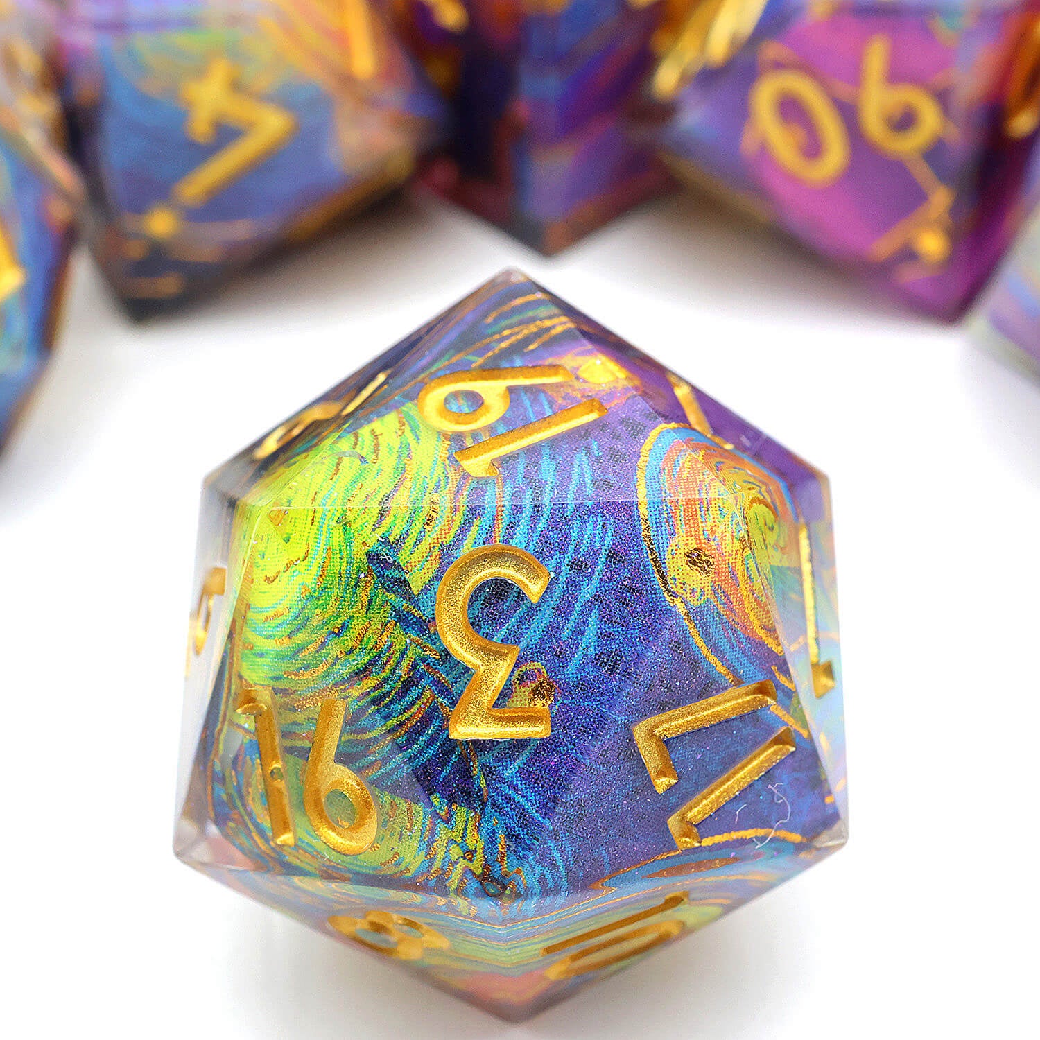 Polyhedral 7 Piece D and D Set Dice Typhoon - Dice of Dragons