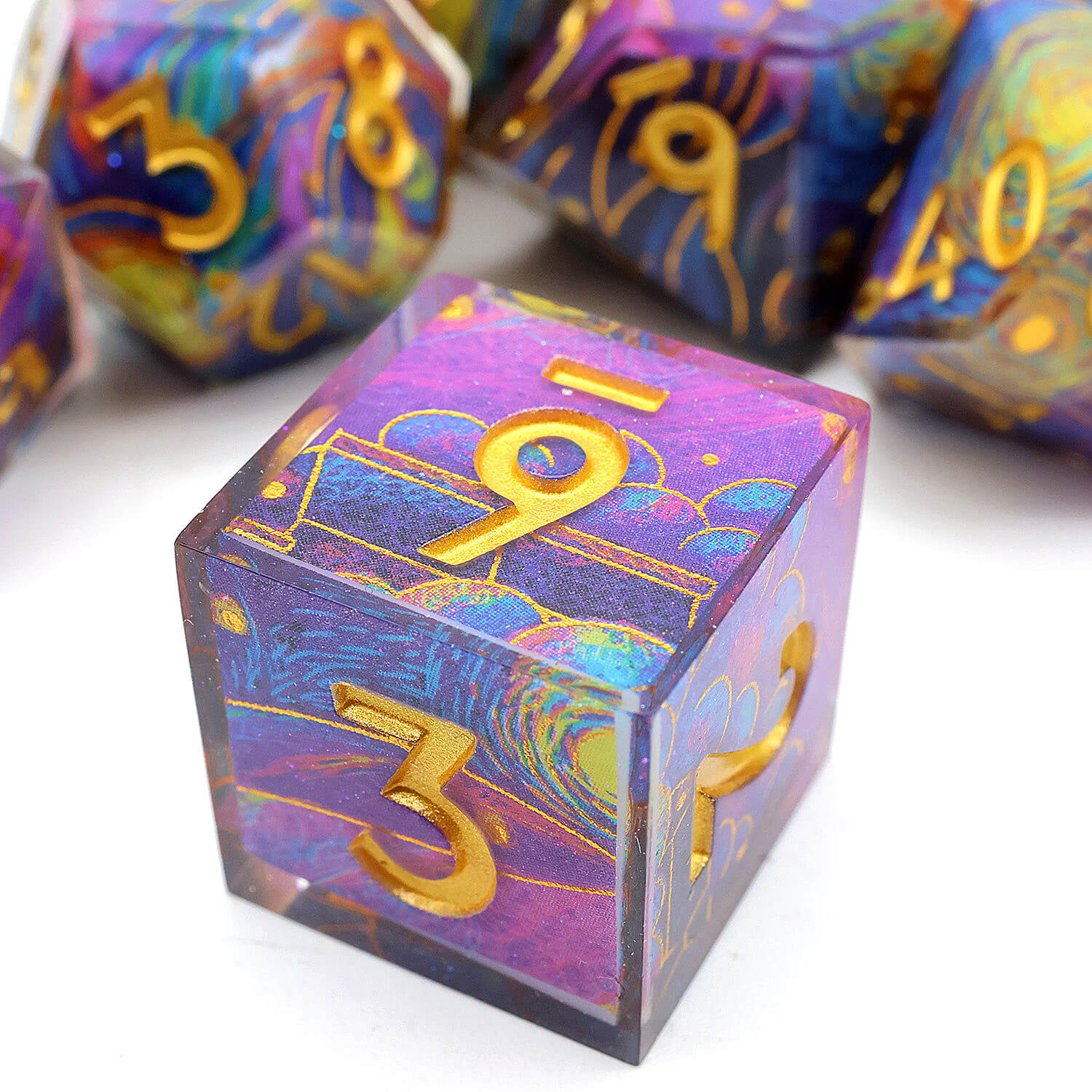 Polyhedral 7 Piece D and D Set Dice Typhoon - Dice of Dragons