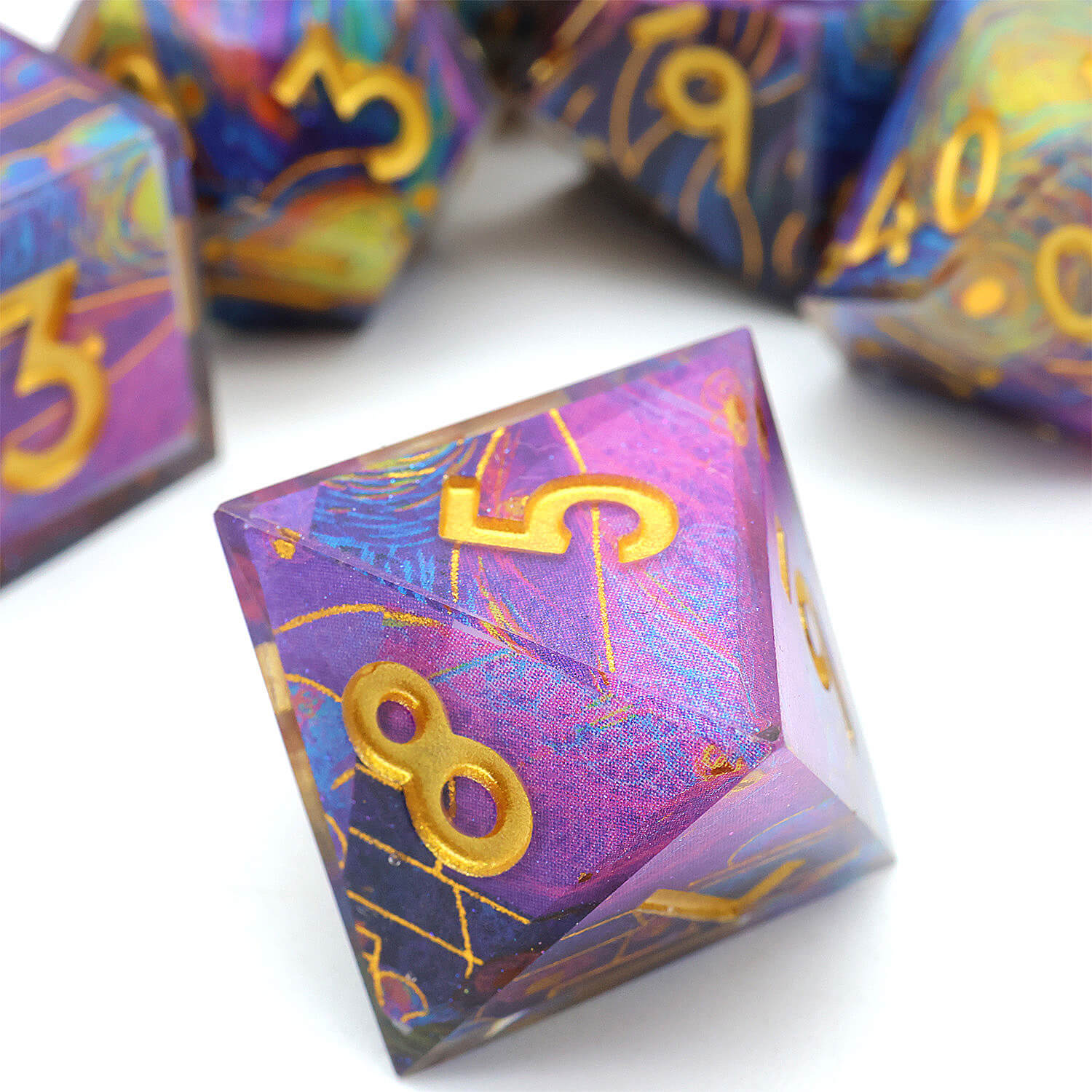 Polyhedral 7 Piece D and D Set Dice Typhoon - Dice of Dragons