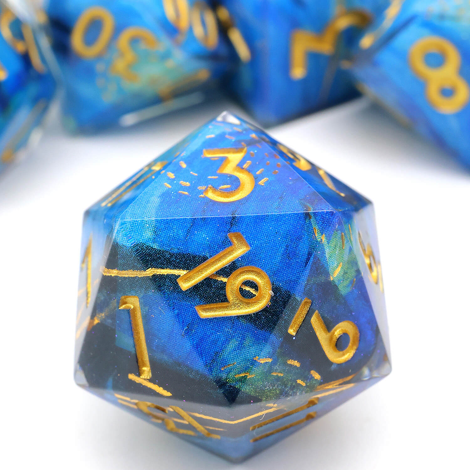 Polyhedral 7 Piece Set Dice DnD Deep Sea Whirlpool - Dice of Dragons