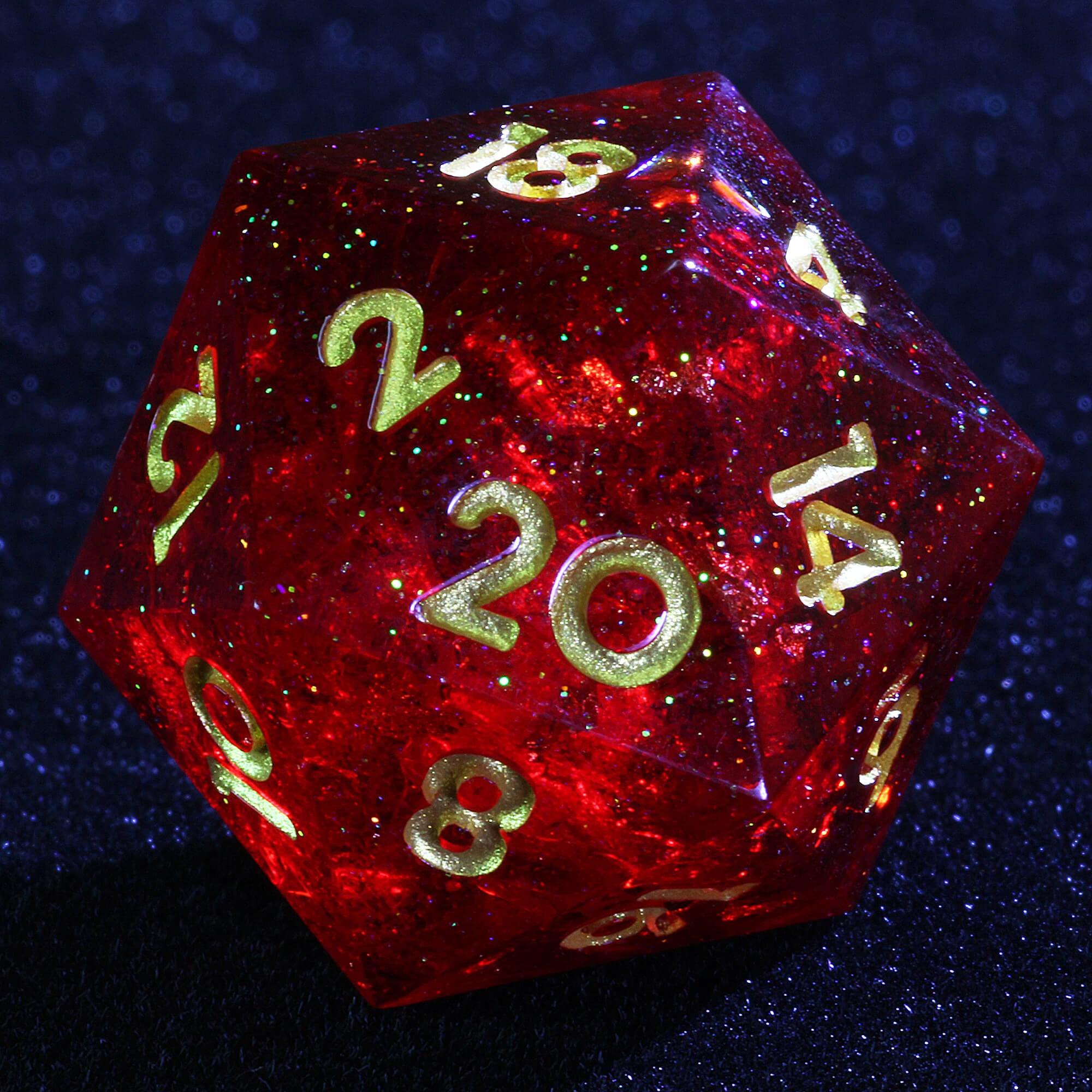 Polyhedral Cool Dice Set D and D Gold Paper Red - Dice of Dragons