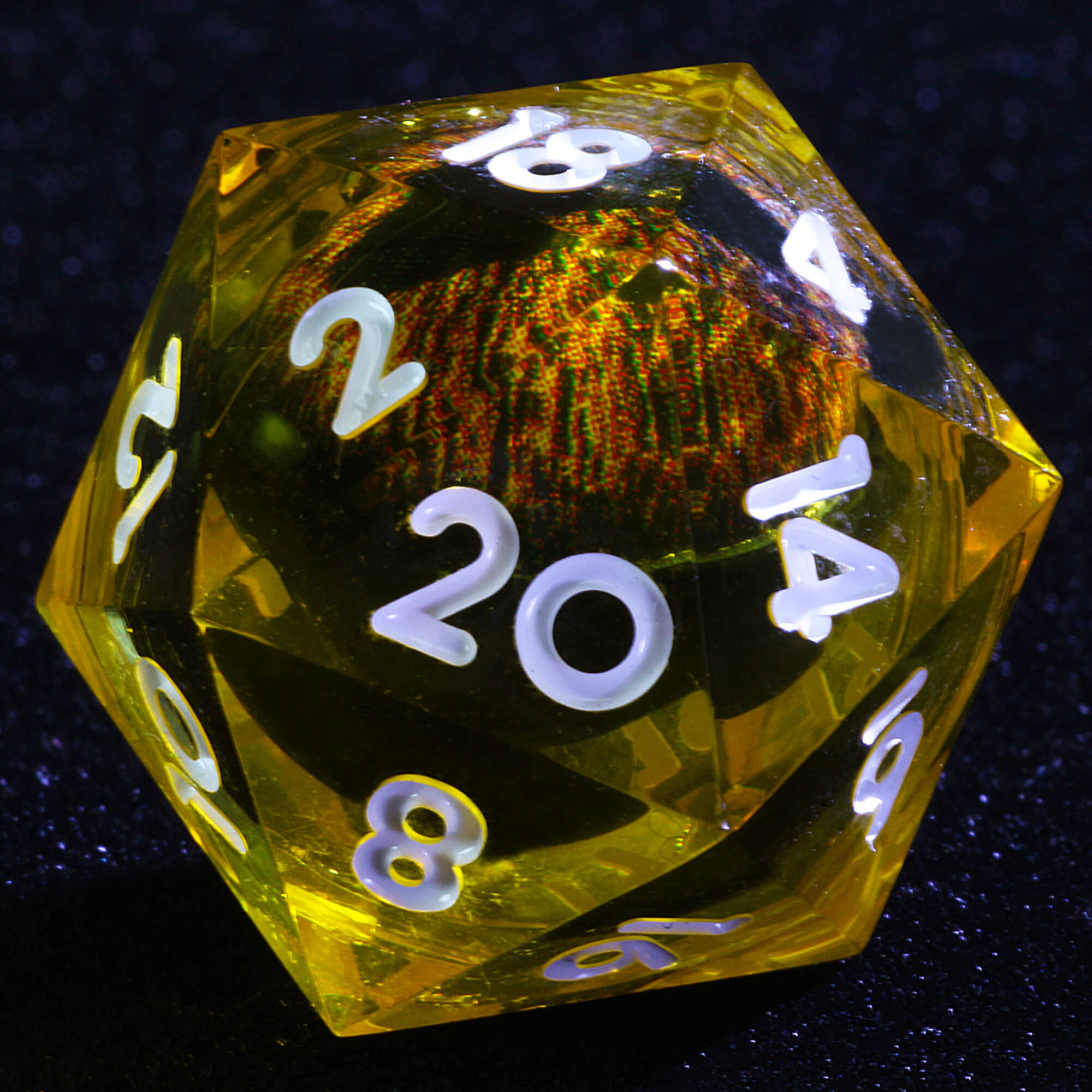 Polyhedral Cool Dragon Eye Liquid Core D and D Set Dice Yellow - Dice of Dragons