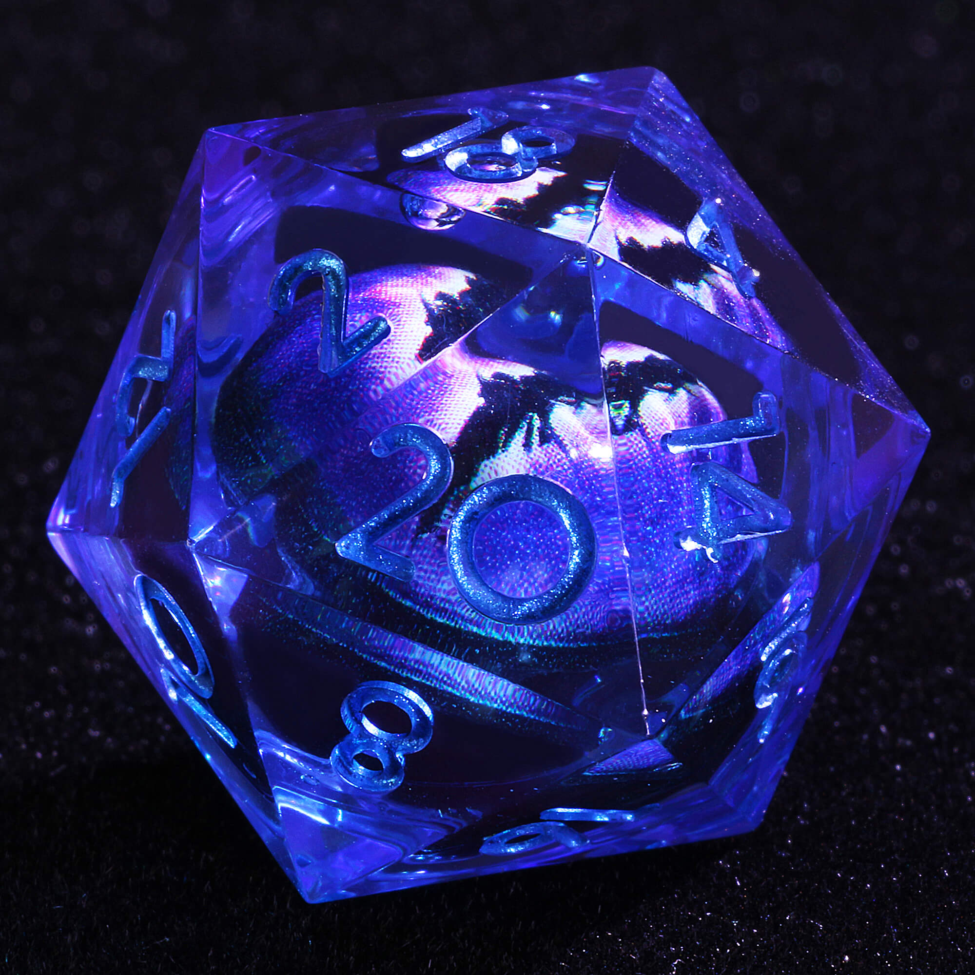 Polyhedral Cool Dragon Eye Liquid Core DD Dice Set Purple - Dice of Dragons