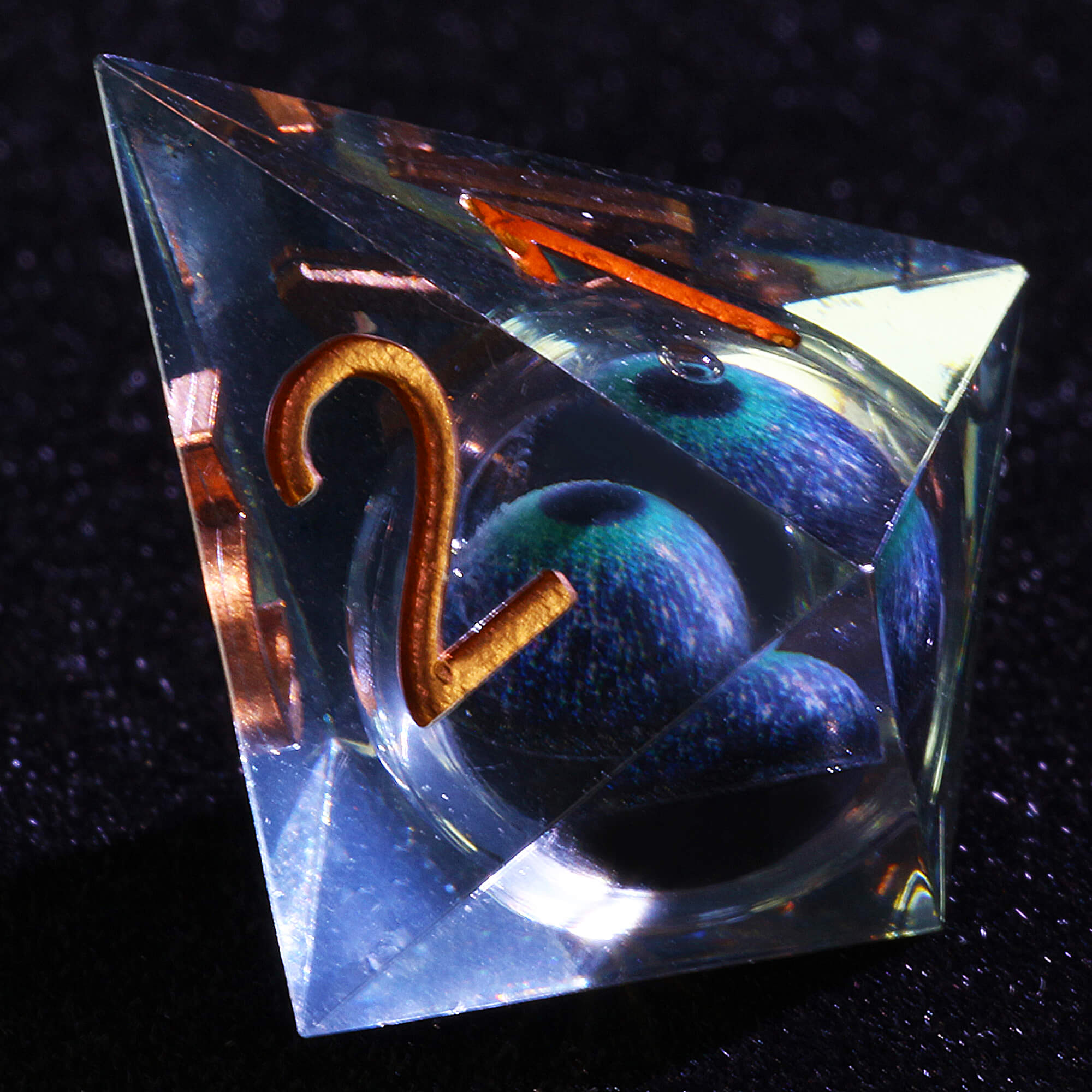 Polyhedral Cool Dragon Eye Liquid Core DD Set Dice Brown - Dice of Dragons