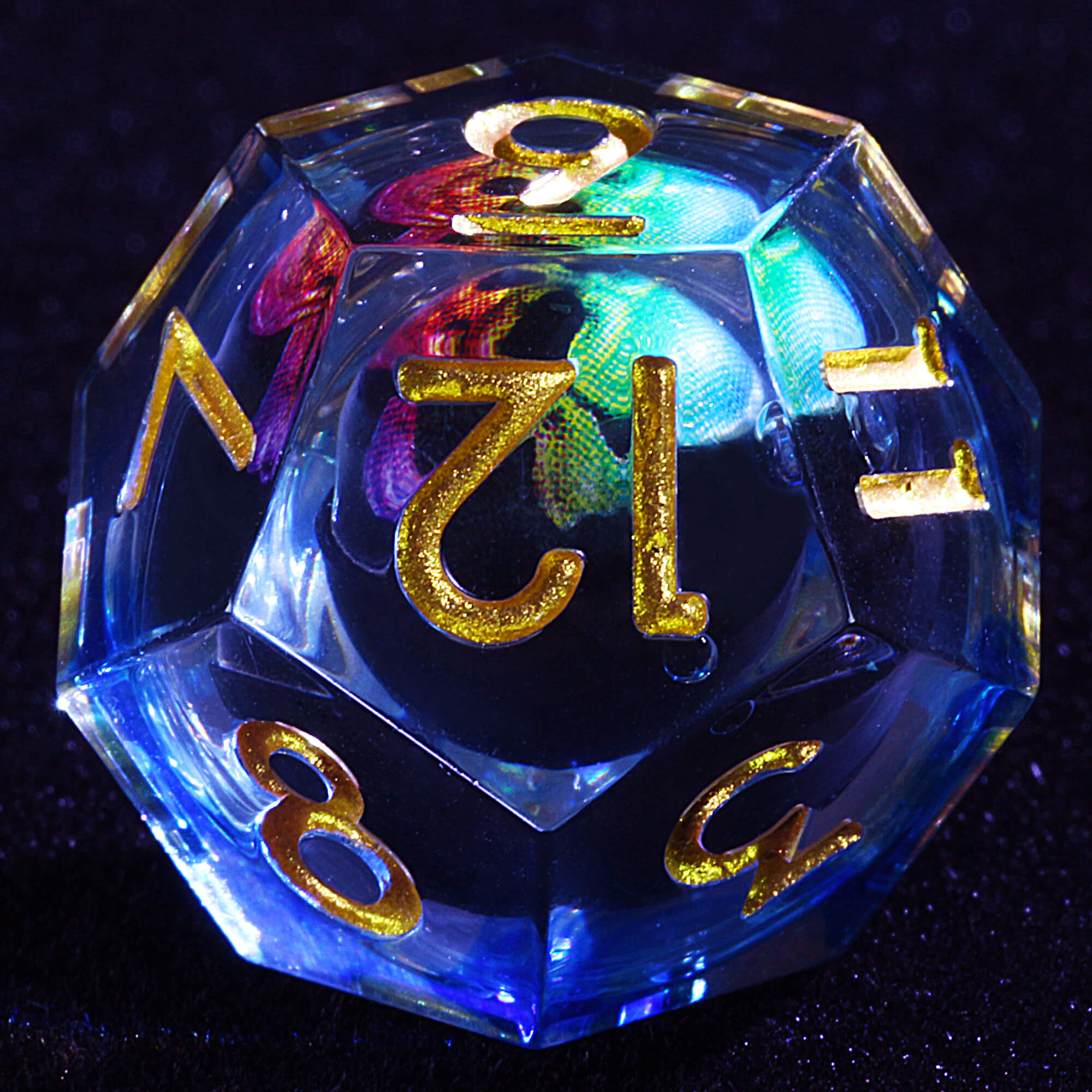 Polyhedral Cool Liquid Core Set of Dice DnD Colored Skull - Dice of Dragons