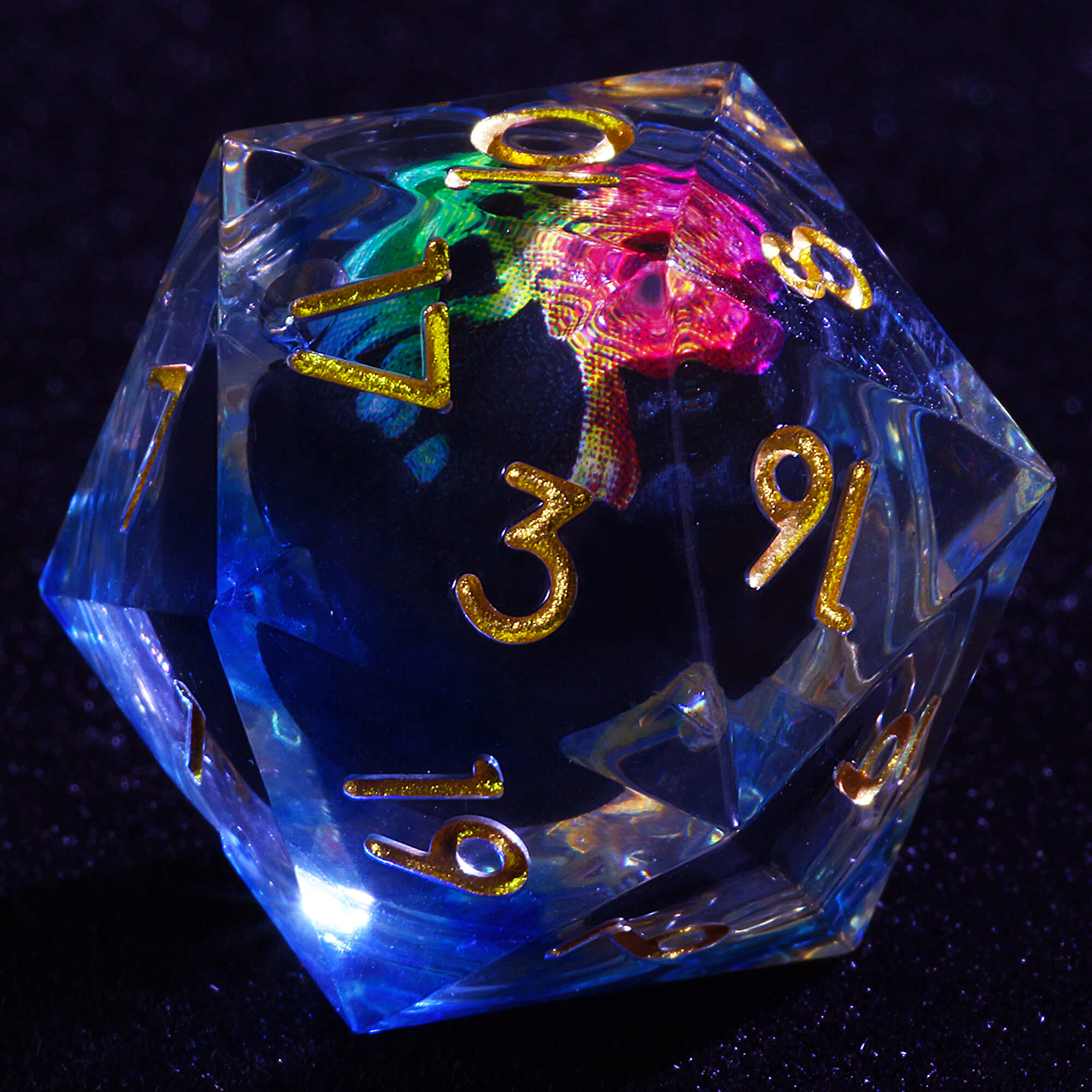 Polyhedral Cool Liquid Core Set of Dice DnD Colored Skull - Dice of Dragons