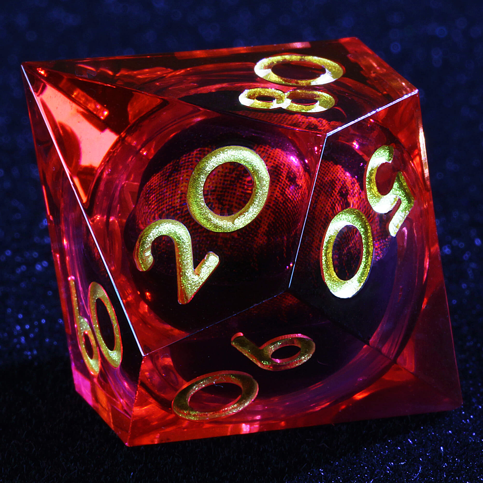 Polyhedral Cool Red Dragon Eye Liquid Core Dice Sets DnD - Dice of Dragons