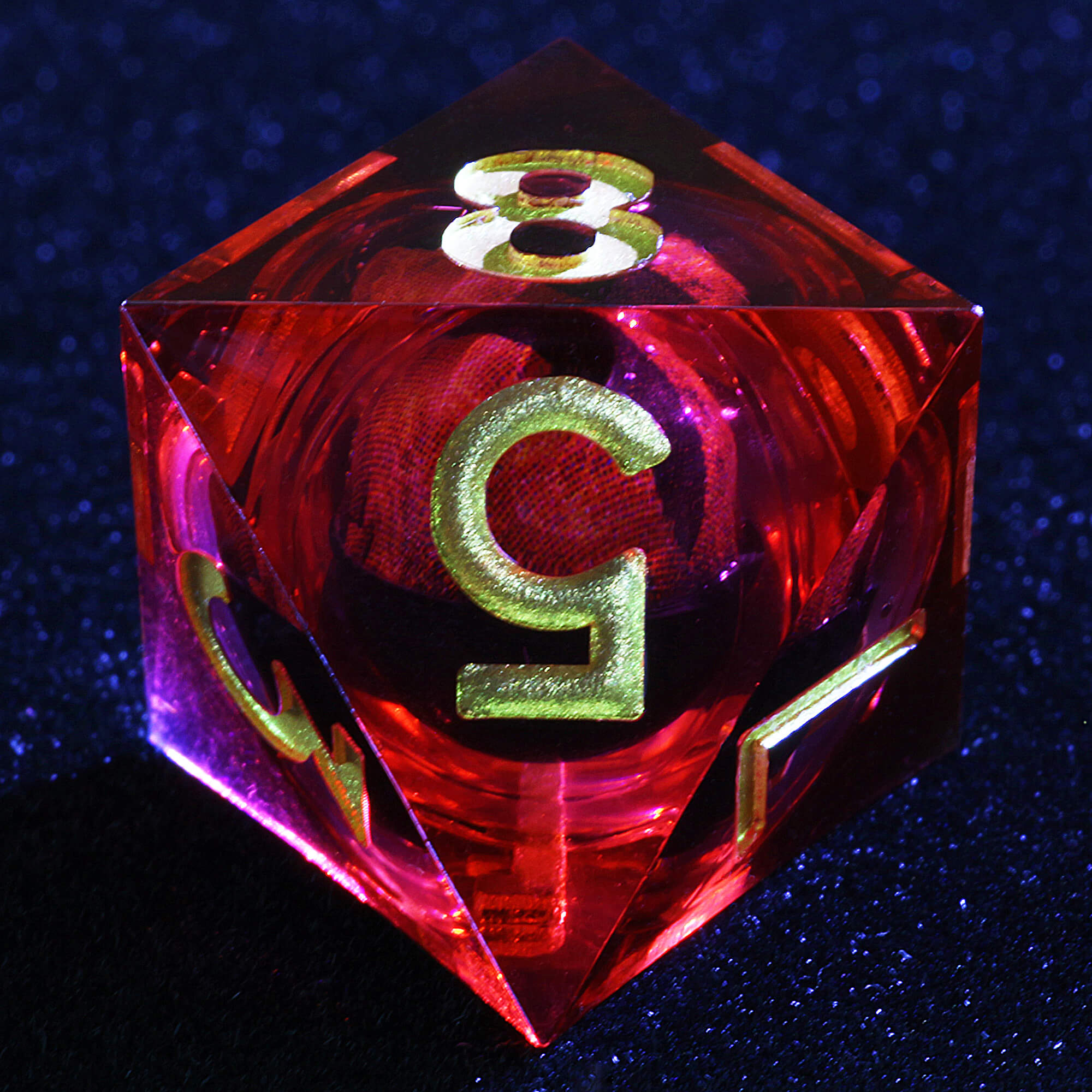 Polyhedral Cool Red Dragon Eye Liquid Core Dice Sets DnD - Dice of Dragons