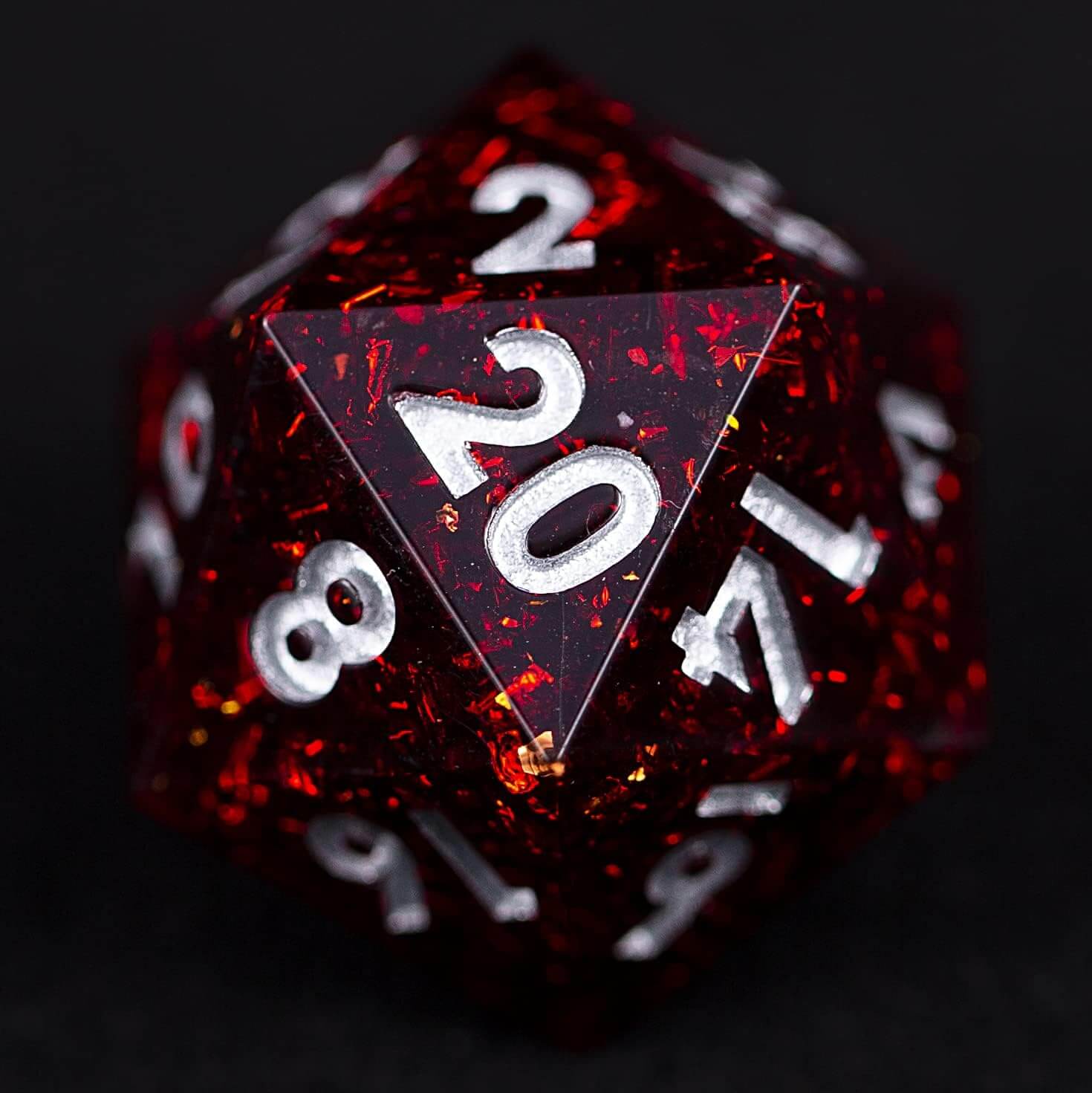 Polyhedral D&D 7-Piece Red Resin Dice Set - Dice of Dragons