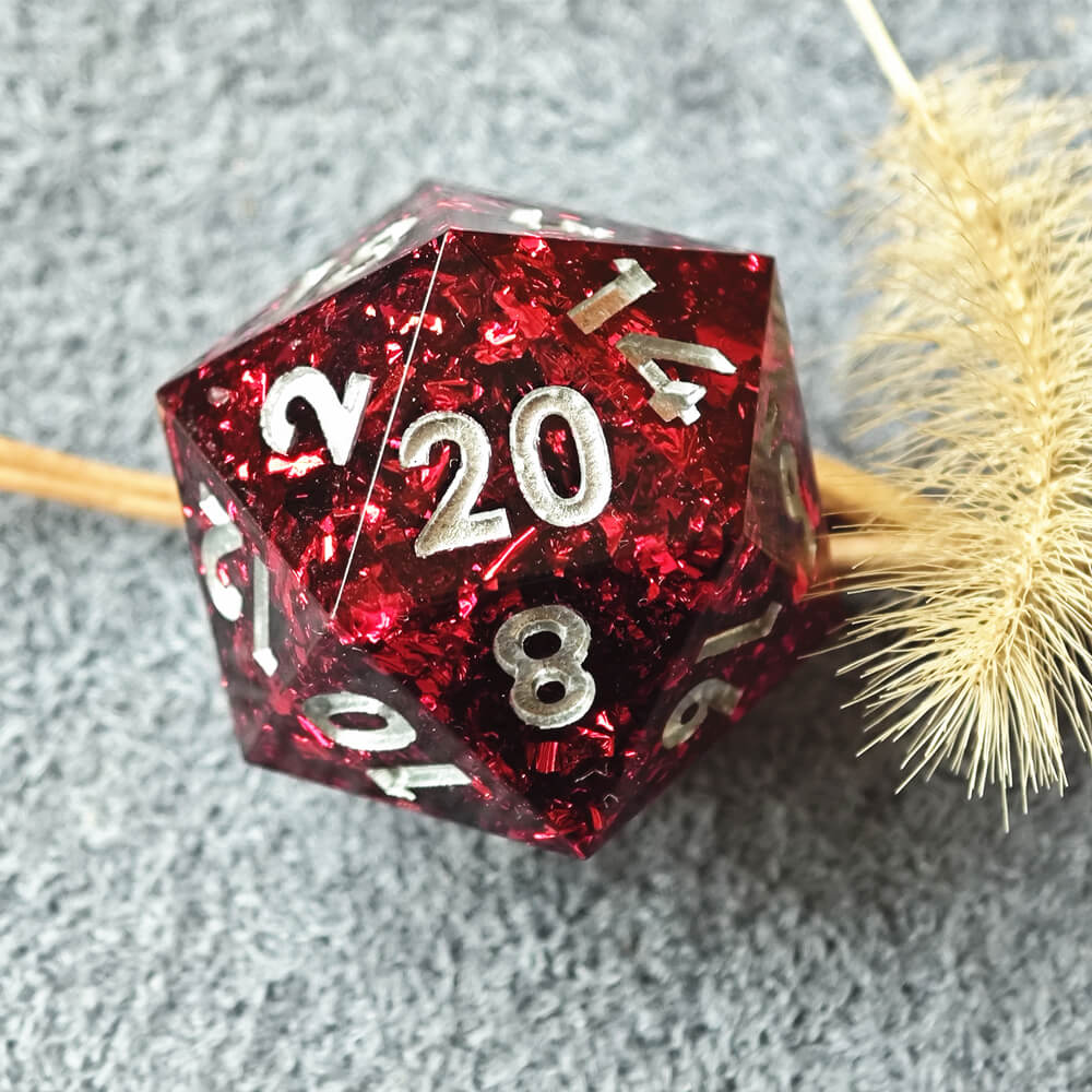 Polyhedral D&D 7-Piece Red Resin Dice Set - Dice of Dragons