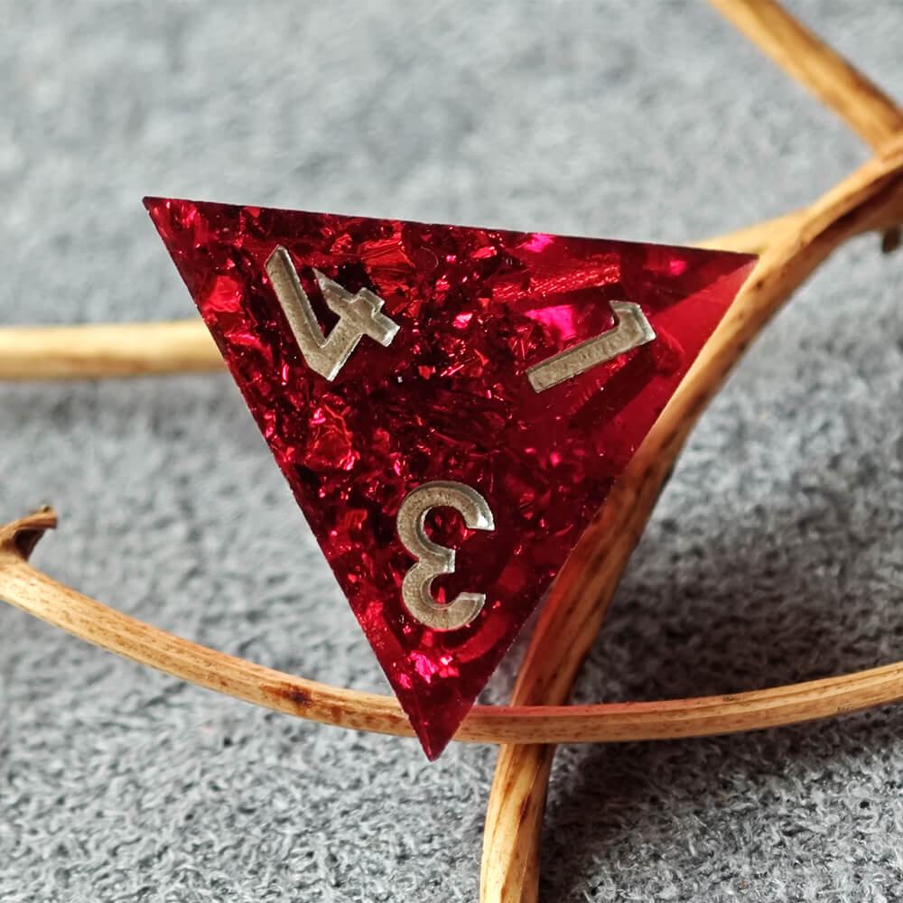 Polyhedral D&D 7-Piece Red Resin Dice Set - Dice of Dragons