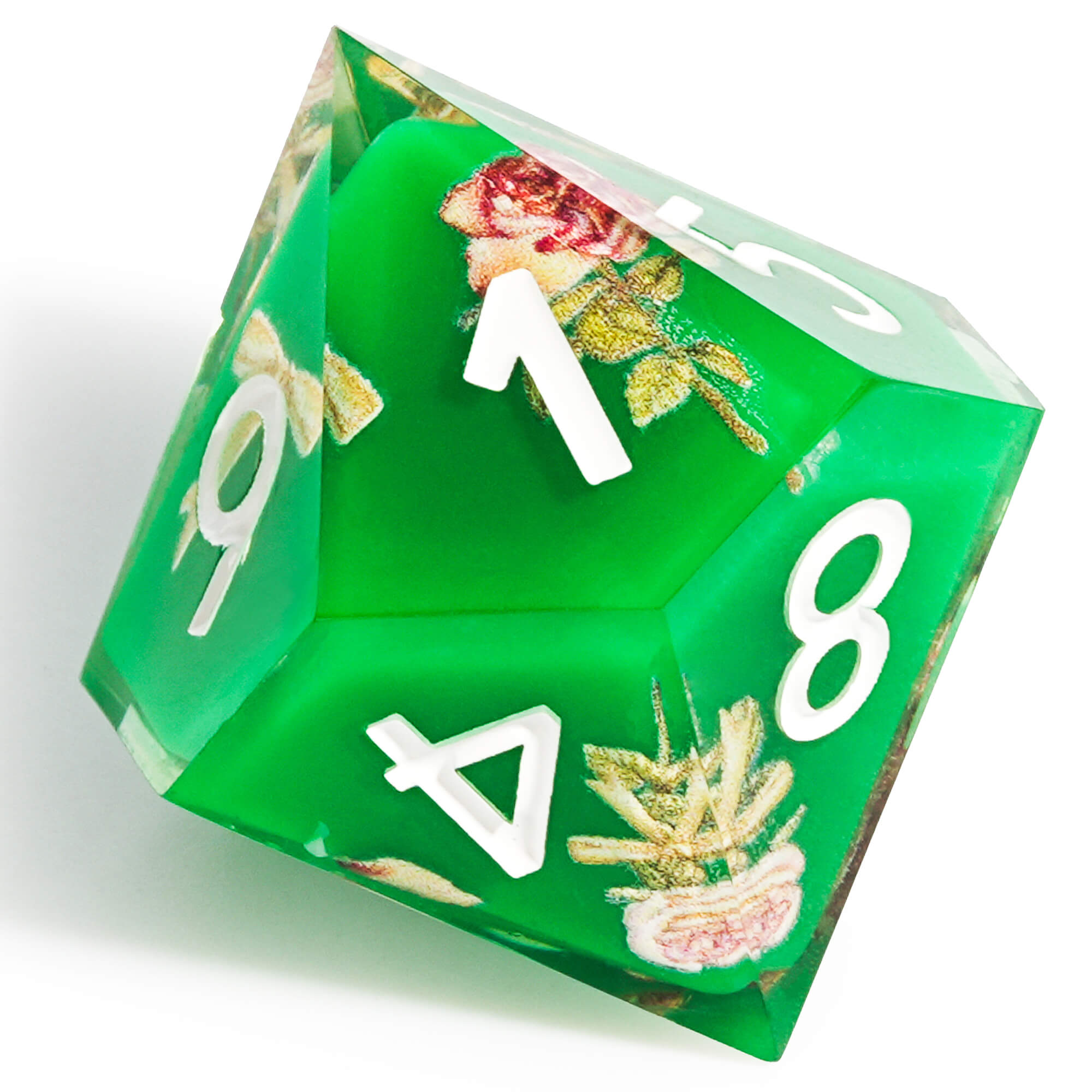 Polyhedral RGP Cool DnD Dice Sets - Green Flower - Dice of Dragons