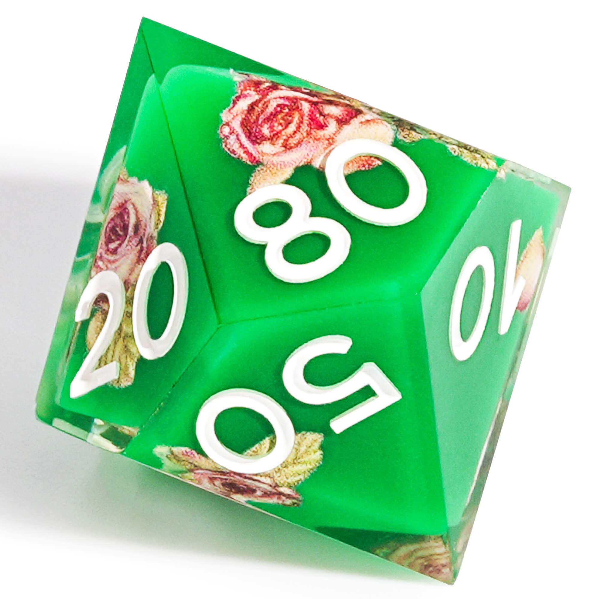 Polyhedral RGP Cool DnD Dice Sets - Green Flower - Dice of Dragons