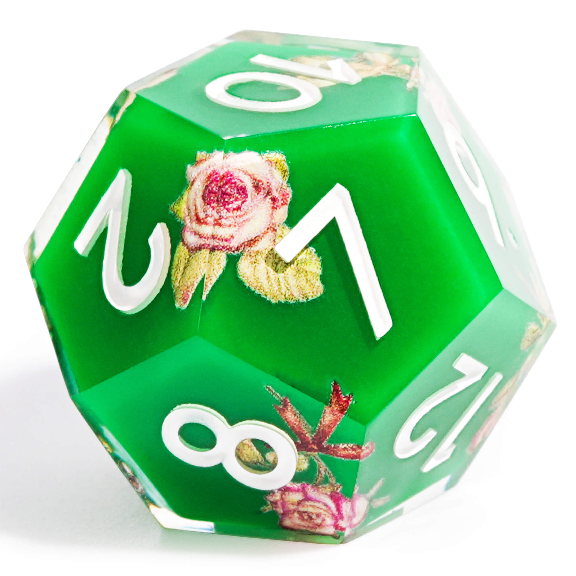 Polyhedral RGP Cool DnD Dice Sets - Green Flower - Dice of Dragons