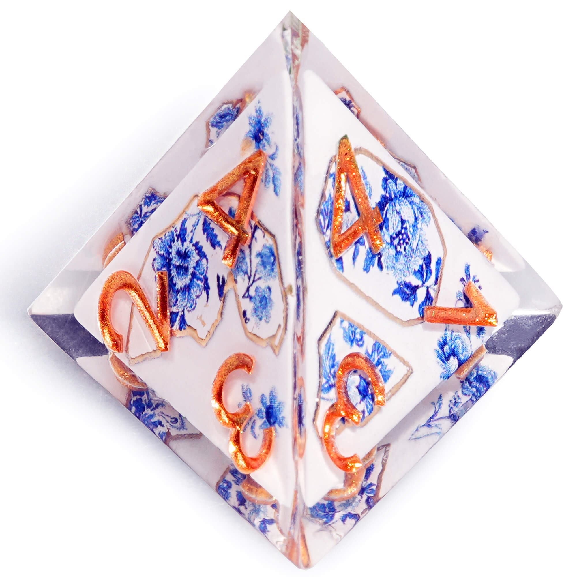 Polyhedral RGP Cool DnD Dice Sets - Blue and White Porcelain Flower - Dice of Dragons