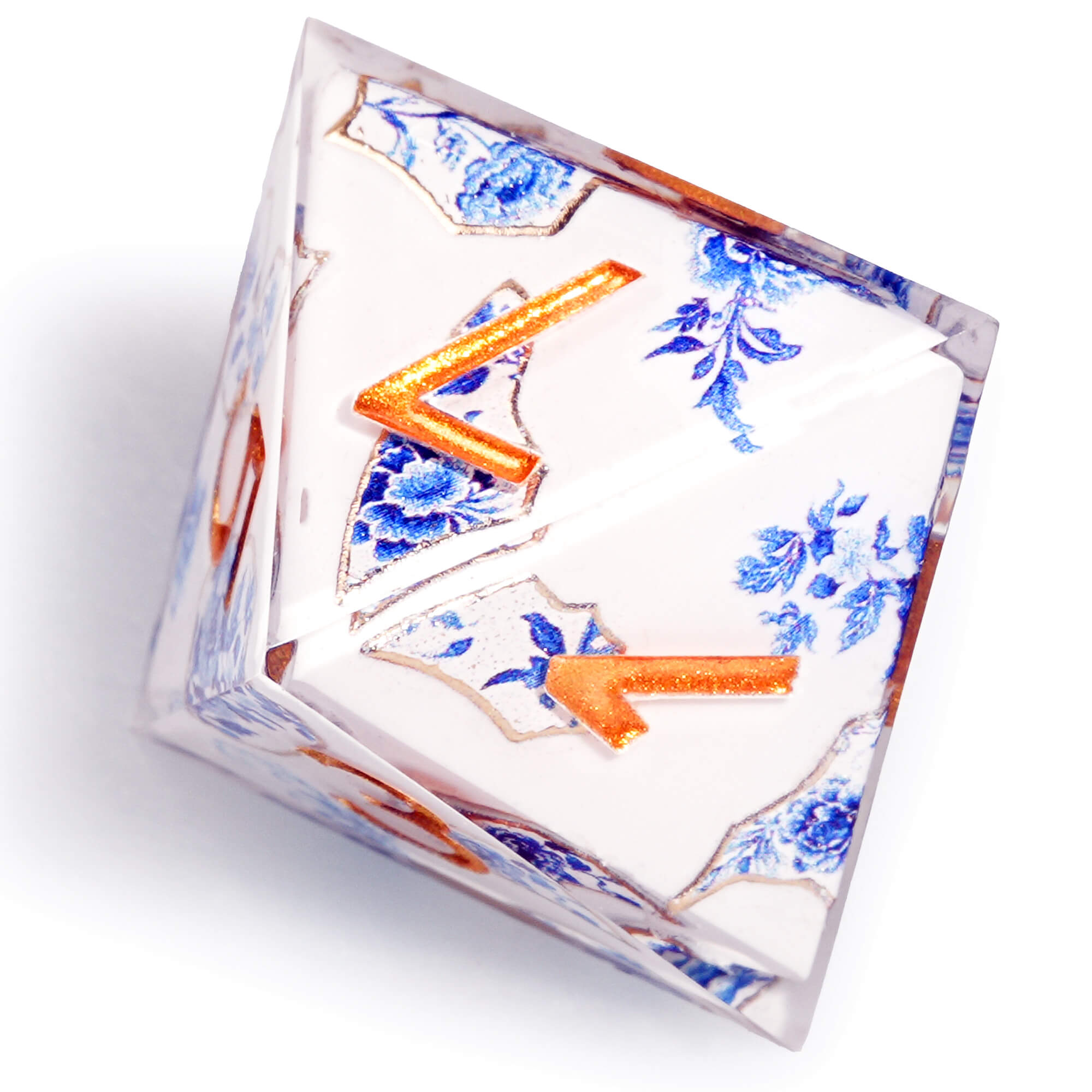 Polyhedral RGP Cool DnD Dice Sets - Blue and White Porcelain Flower - Dice of Dragons