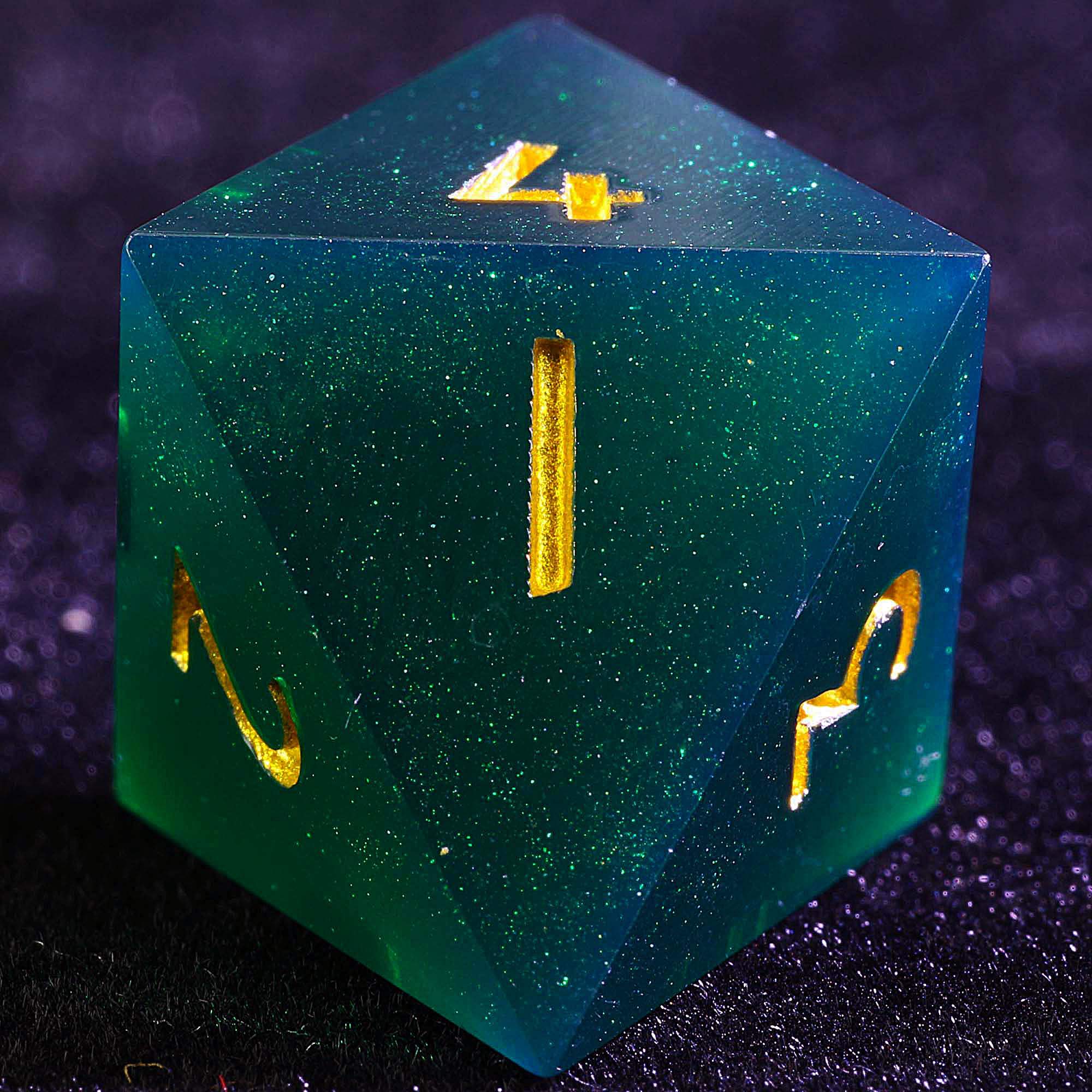 3 Polyhedral Resin 20 Sided D10 and 6 Sided D3 Draw Steel Sets of Dice Deep Green