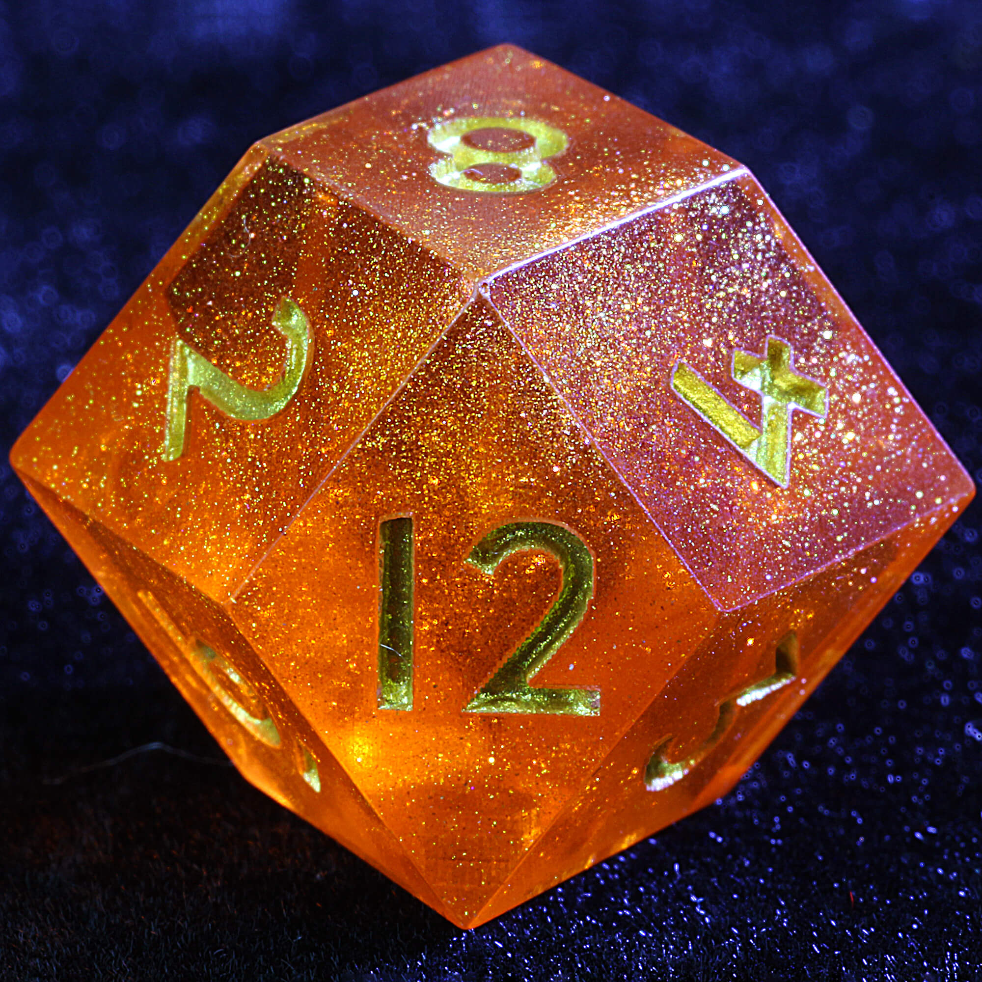 Polyhedral Resin Dice Set Daggerheart Rhombus D12 Inferno Glacier