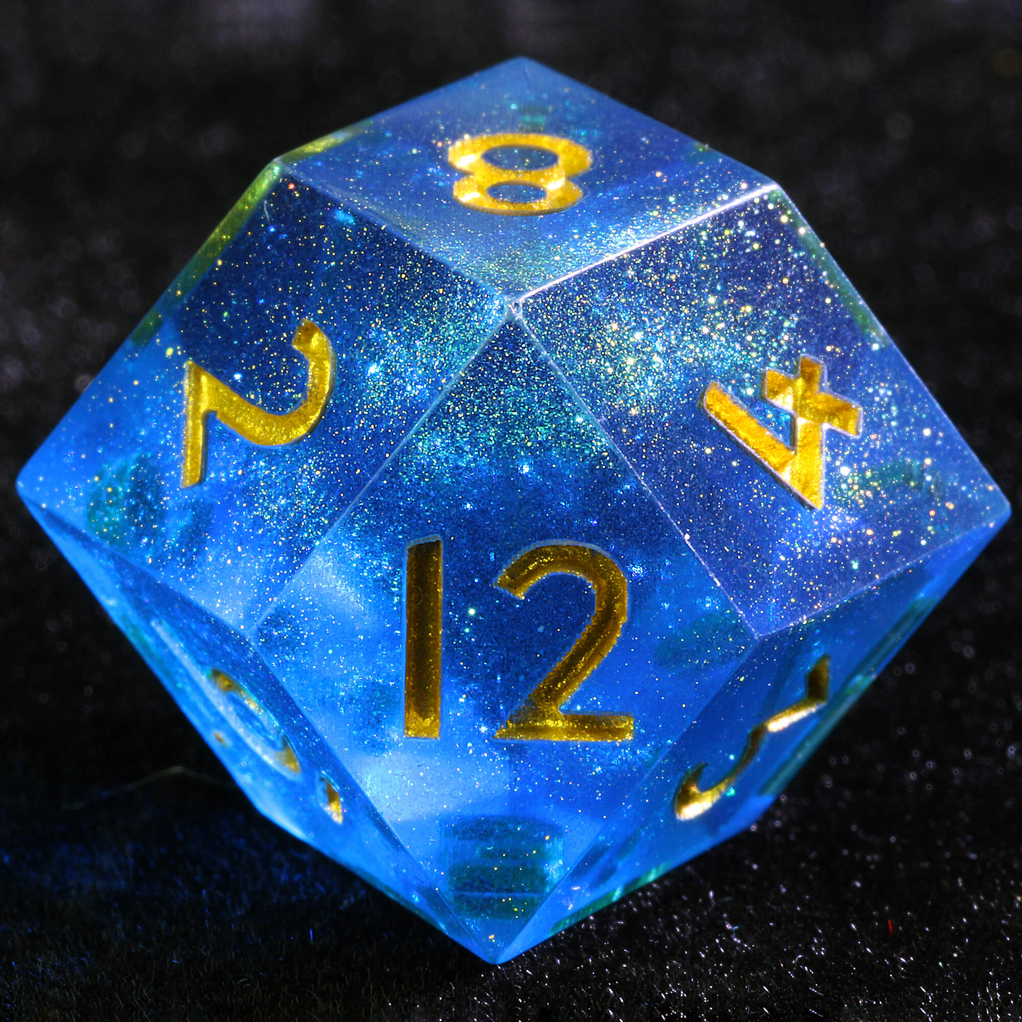 Polyhedral Resin Dice Set Daggerheart Rhombus D12 Inferno Glacier