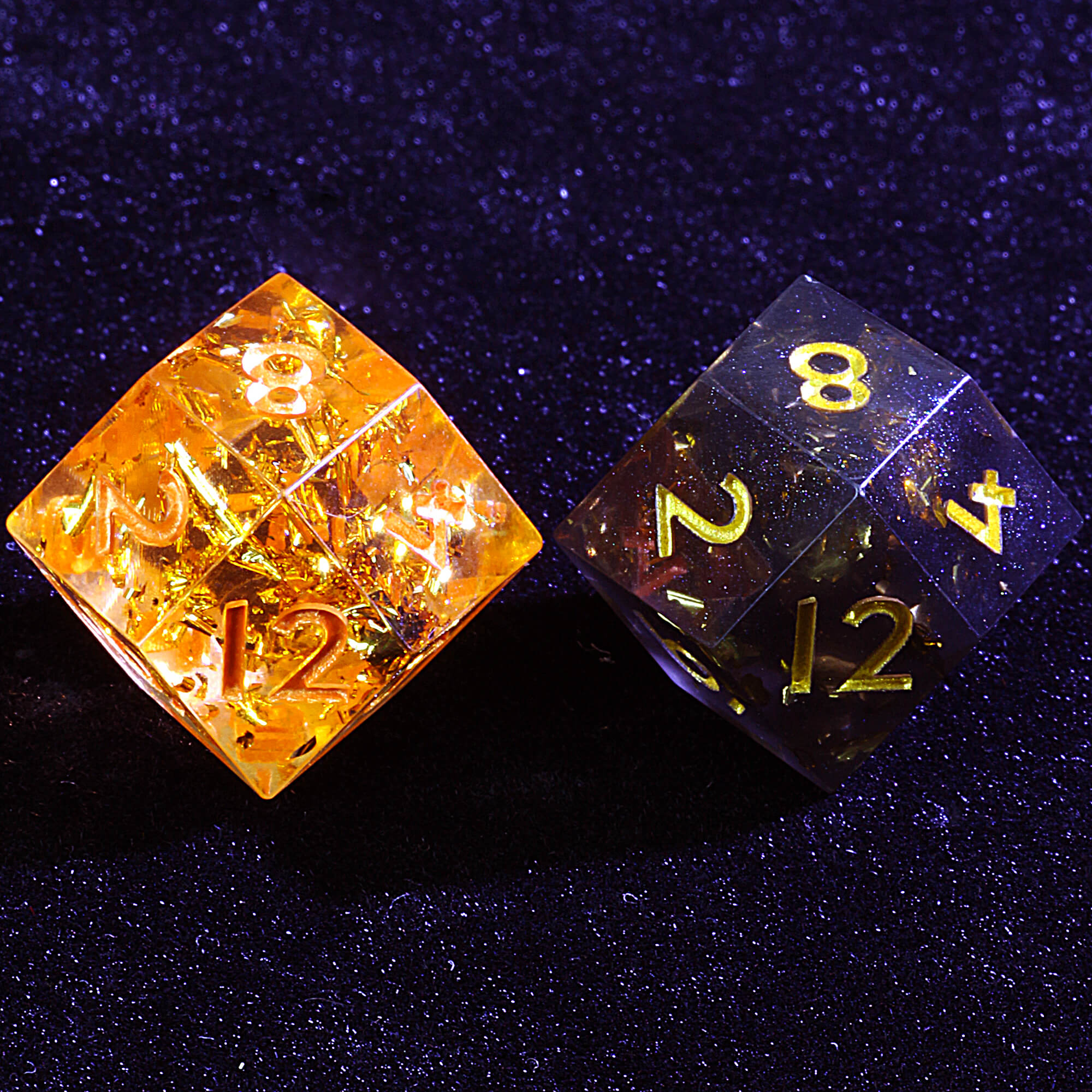 Polyhedral Resin Rhombus D12 Daggerheart Dice Set Solar Flare