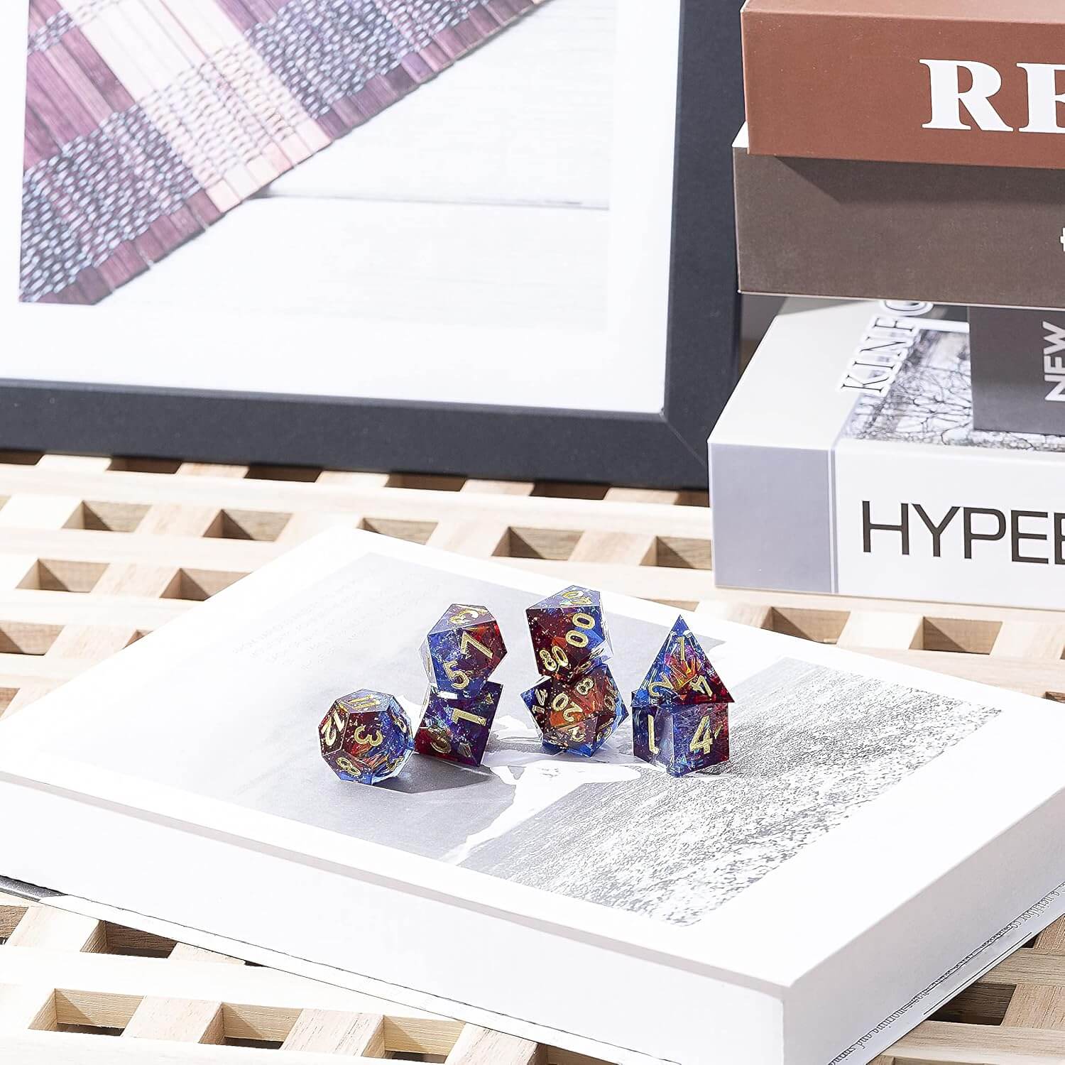 Resin Polyhedral Sharp Edged 7 Gaming DD Dice Set - Deep Sea Magic - Dice of Dragons