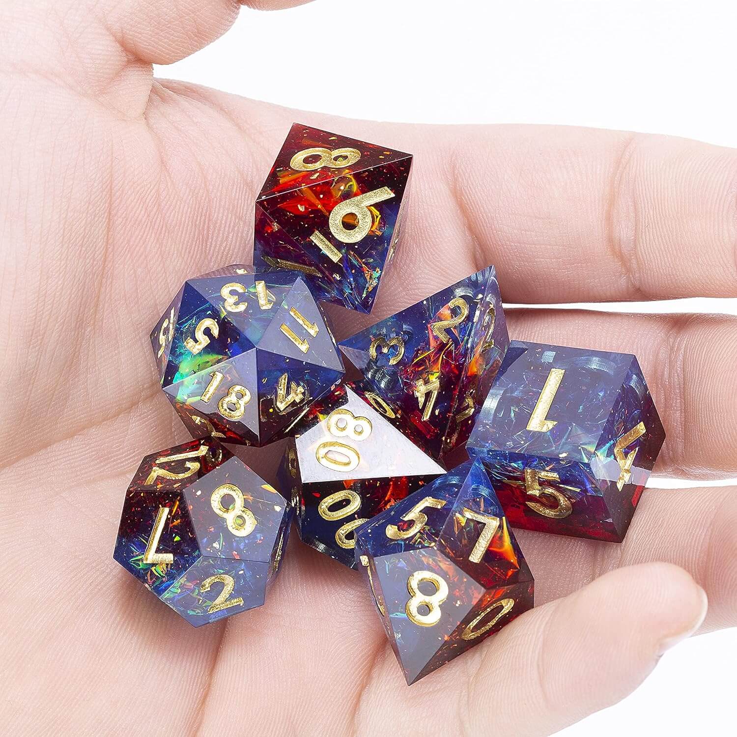 Resin Polyhedral Sharp Edged 7 Gaming DD Dice Set - Deep Sea Magic - Dice of Dragons