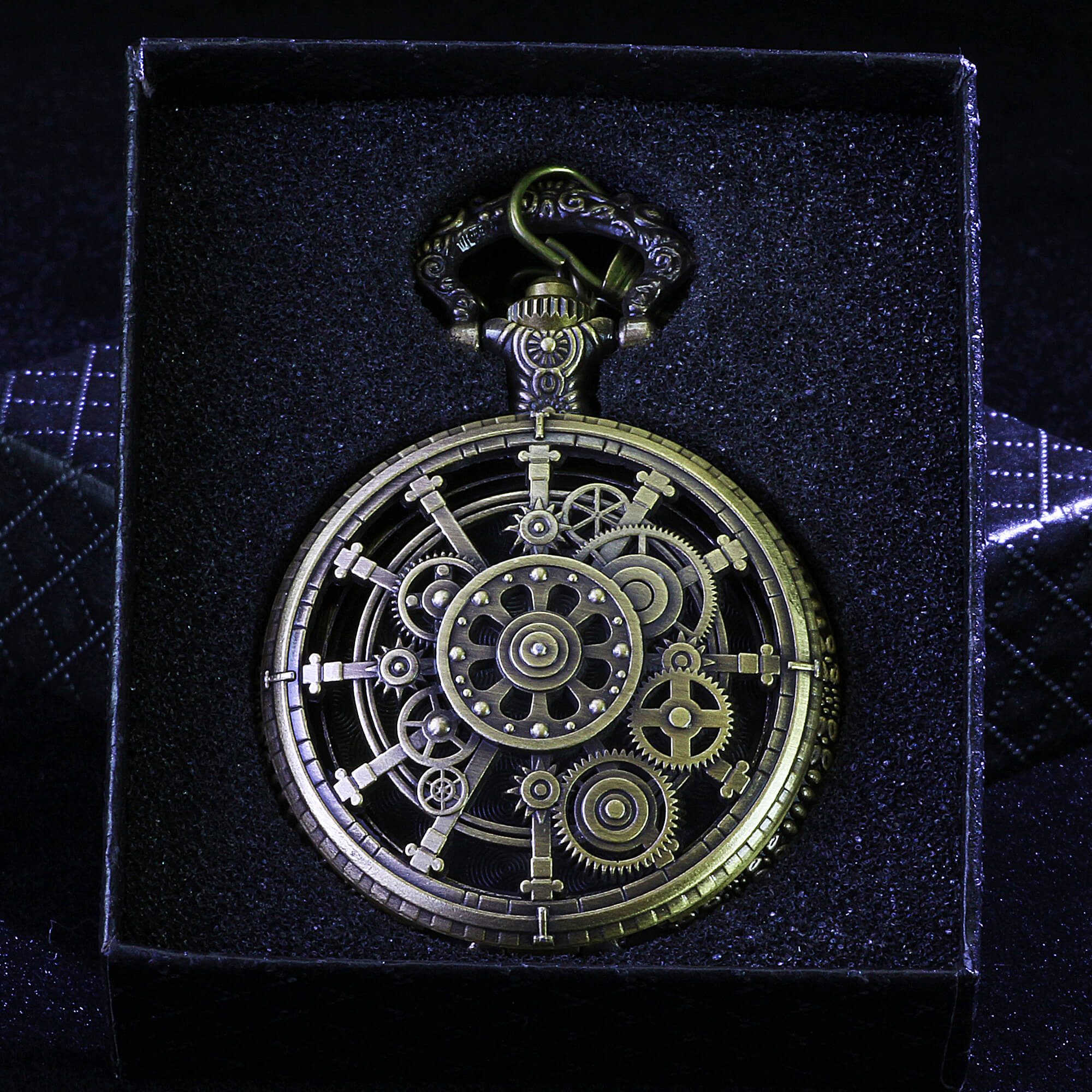 Punk Gear Mini Polyhedral Metal Dice Sets D&D with Pocket Watch Shell Case - Dice of Dragons