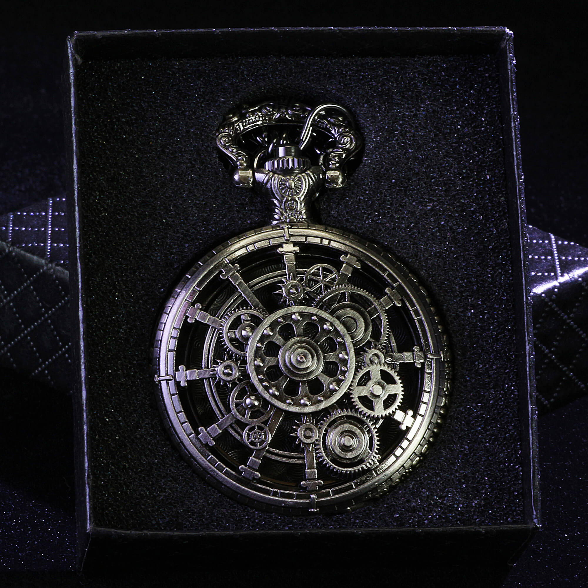 Punk Gear Mini Polyhedral Metal Dice Sets D&D with Pocket Watch Shell Case - Dice of Dragons