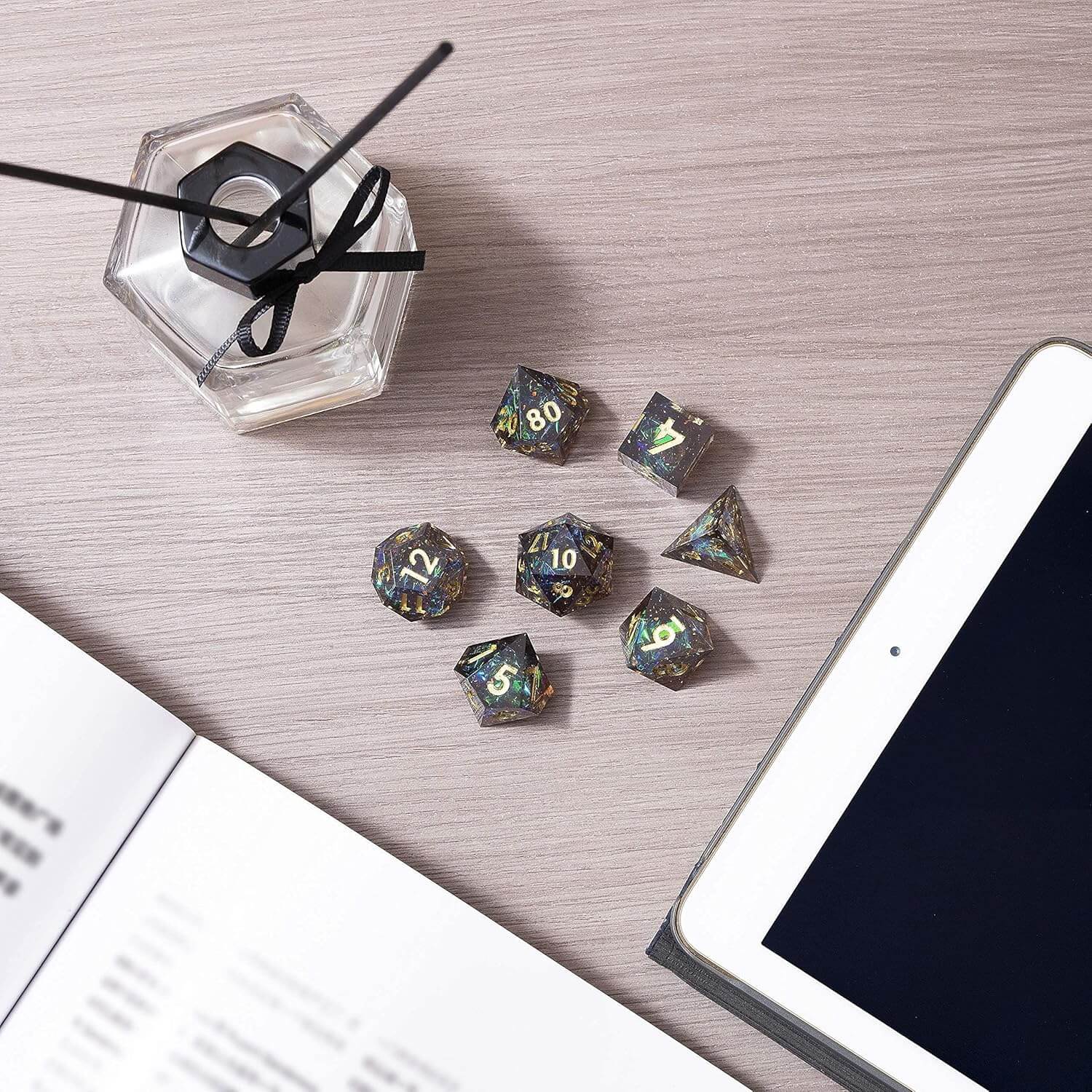 RPG Cool 7 Polyhedral Sharp Edge Dice Sets D&D - Dark Galaxy - Dice of Dragons