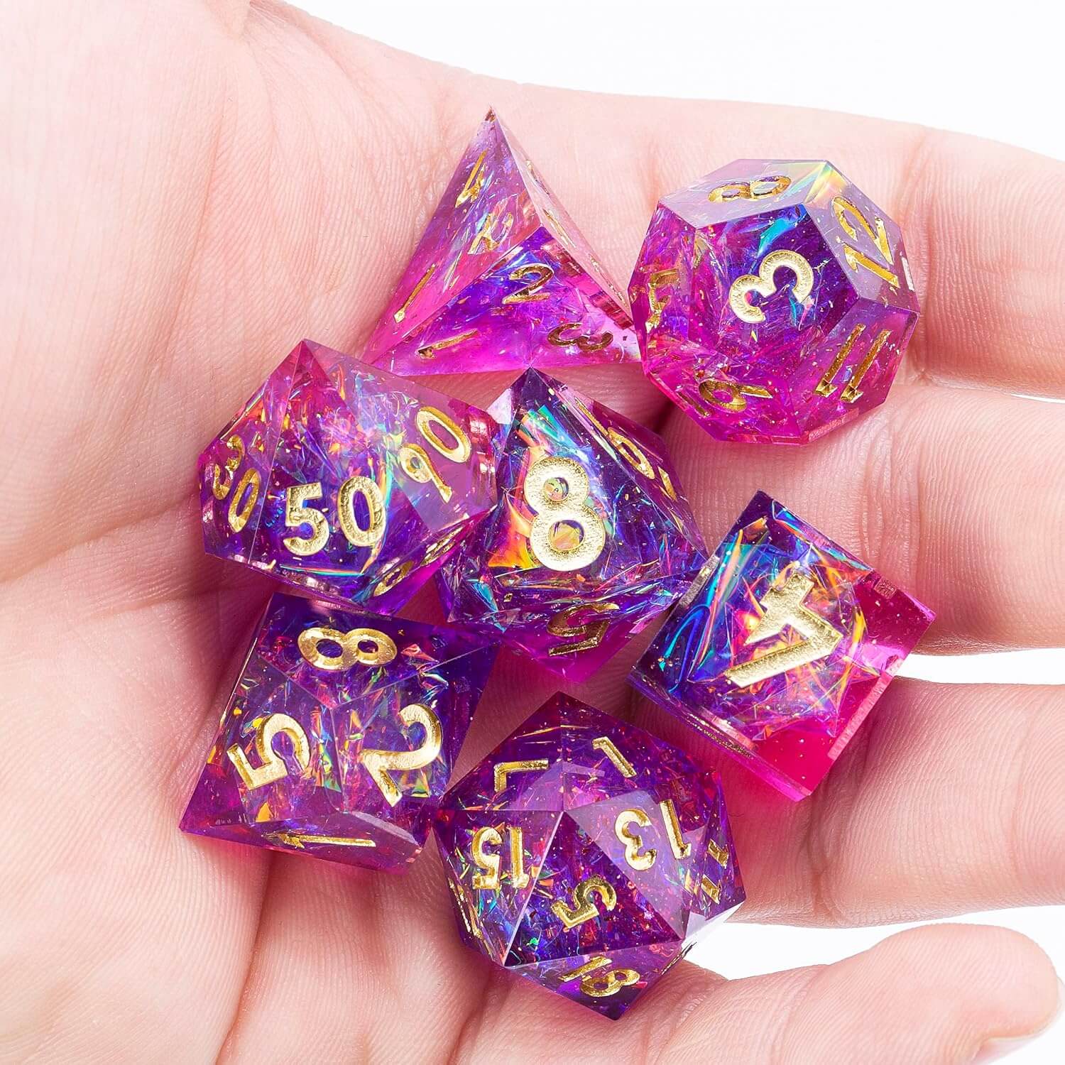 RPG Cool 7 Polyhedral Sharp Edge Dice Sets D&D - Demon Summoner - Dice of Dragons