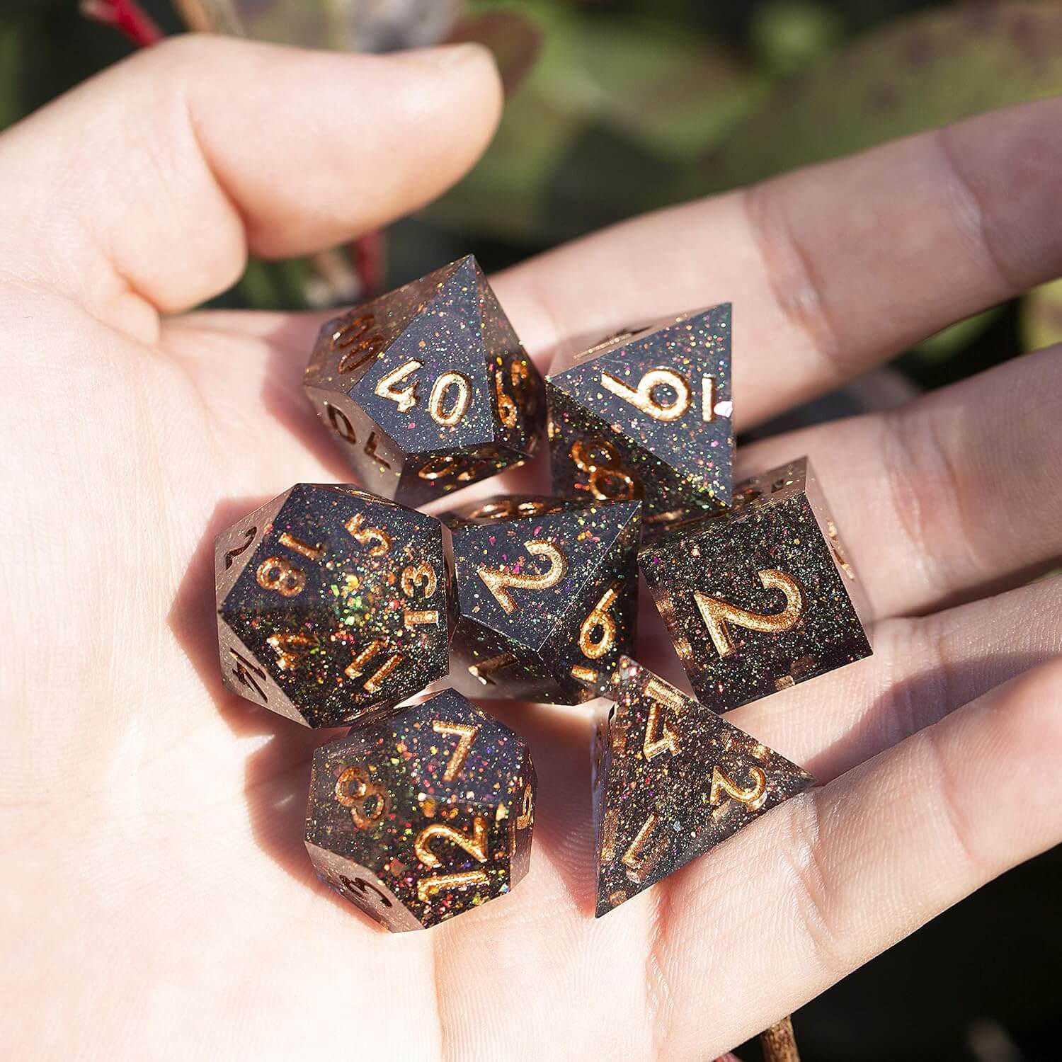 RPG Cool 7 Polyhedral Sharp Edge Dice Sets D&D - Mysterious Space - Dice of Dragons