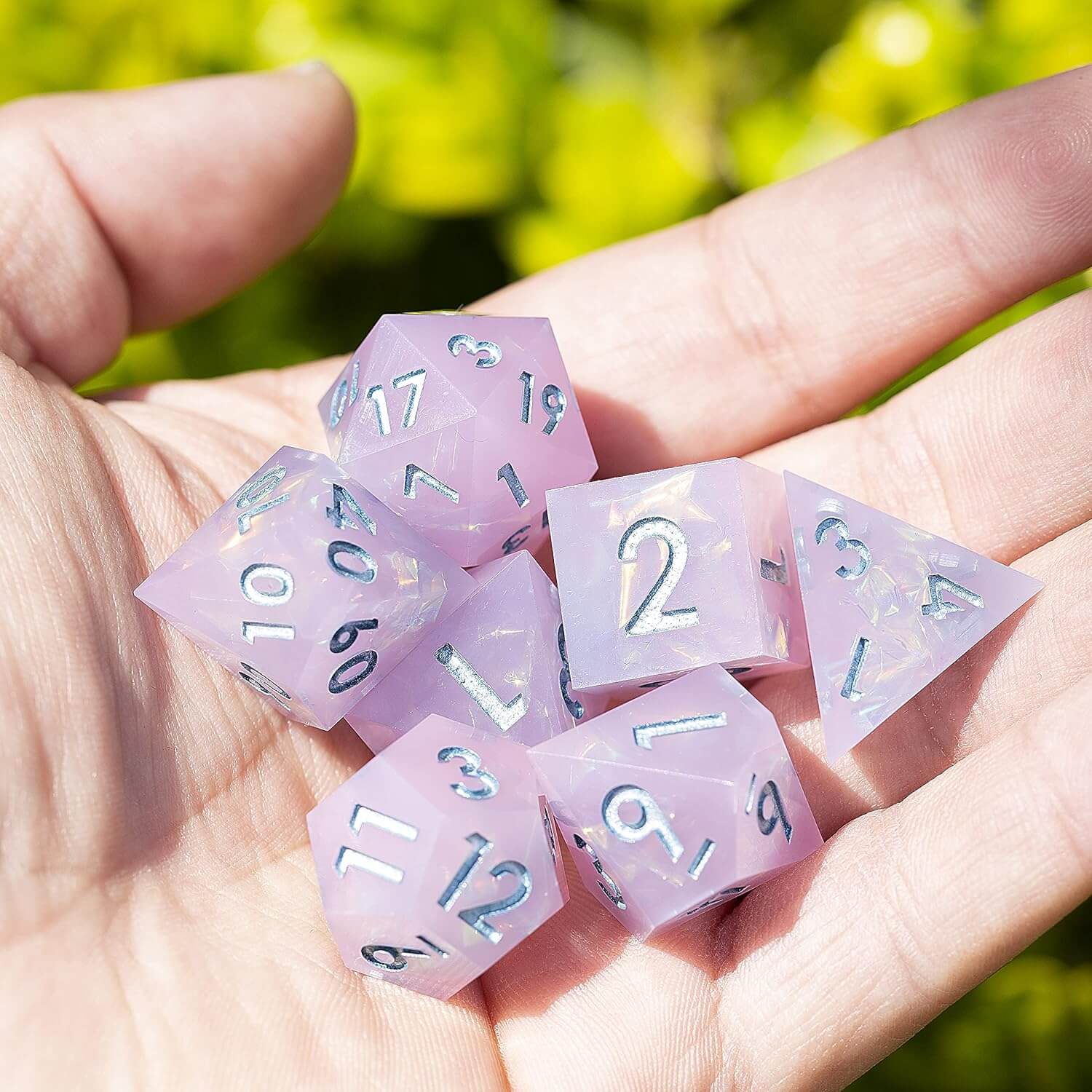 Resin Polyhedral Sharp Edged 7 Gaming DD Dice Set - Mild Coldness - Dice of Dragons