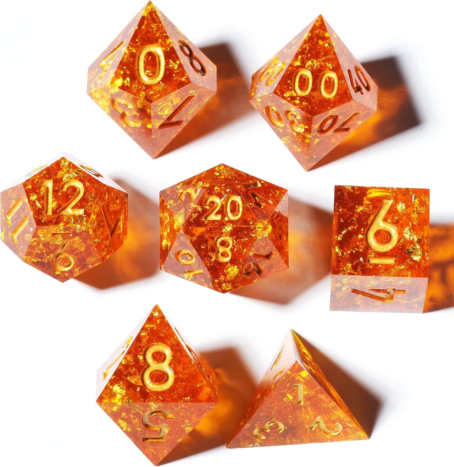 Resin Polyhedral Sharp Edged 7 Gaming DD Dice Set - Scorching Soul - Dice of Dragons
