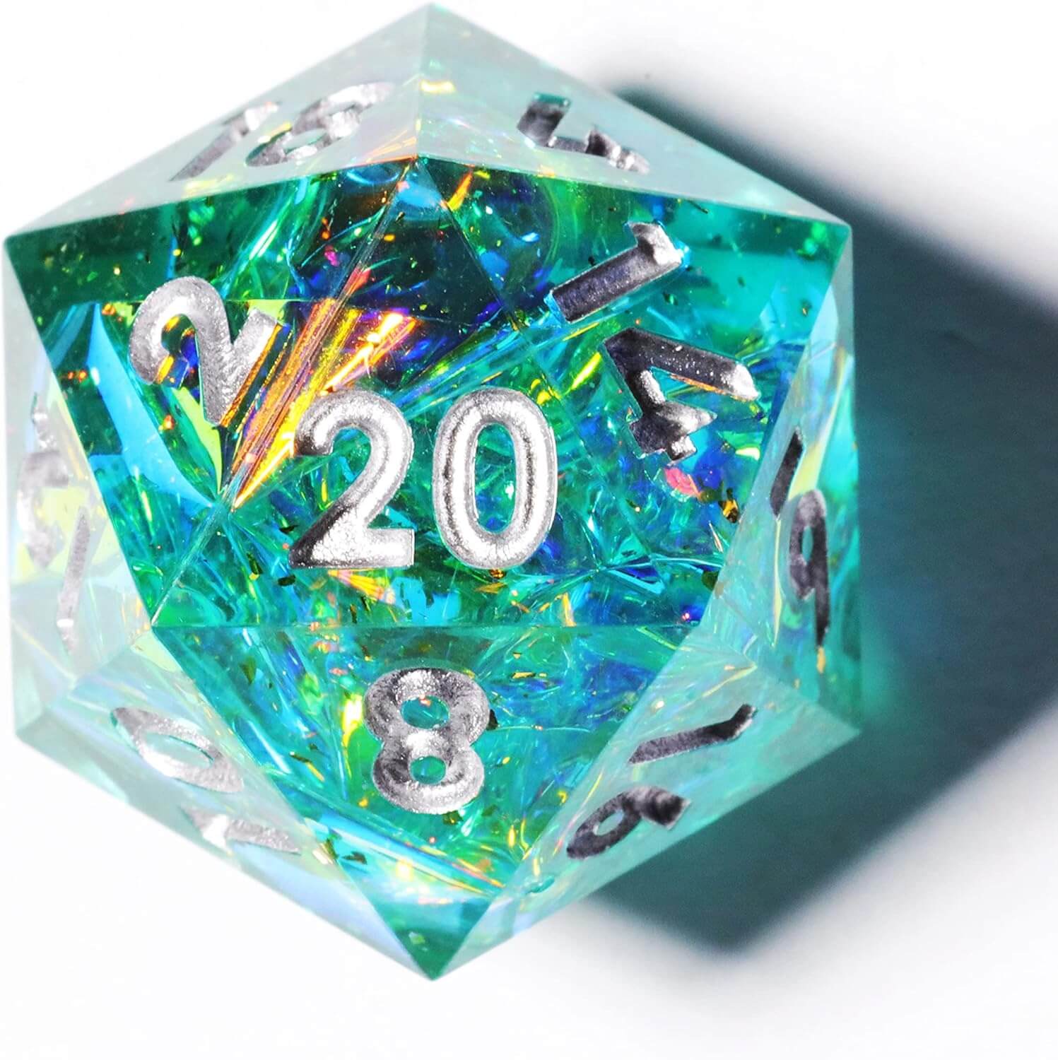 7 Resin Sharp Edged Polyhedral D&D Awesome Dice Set - Blessed Beacon - Dice of Dragons