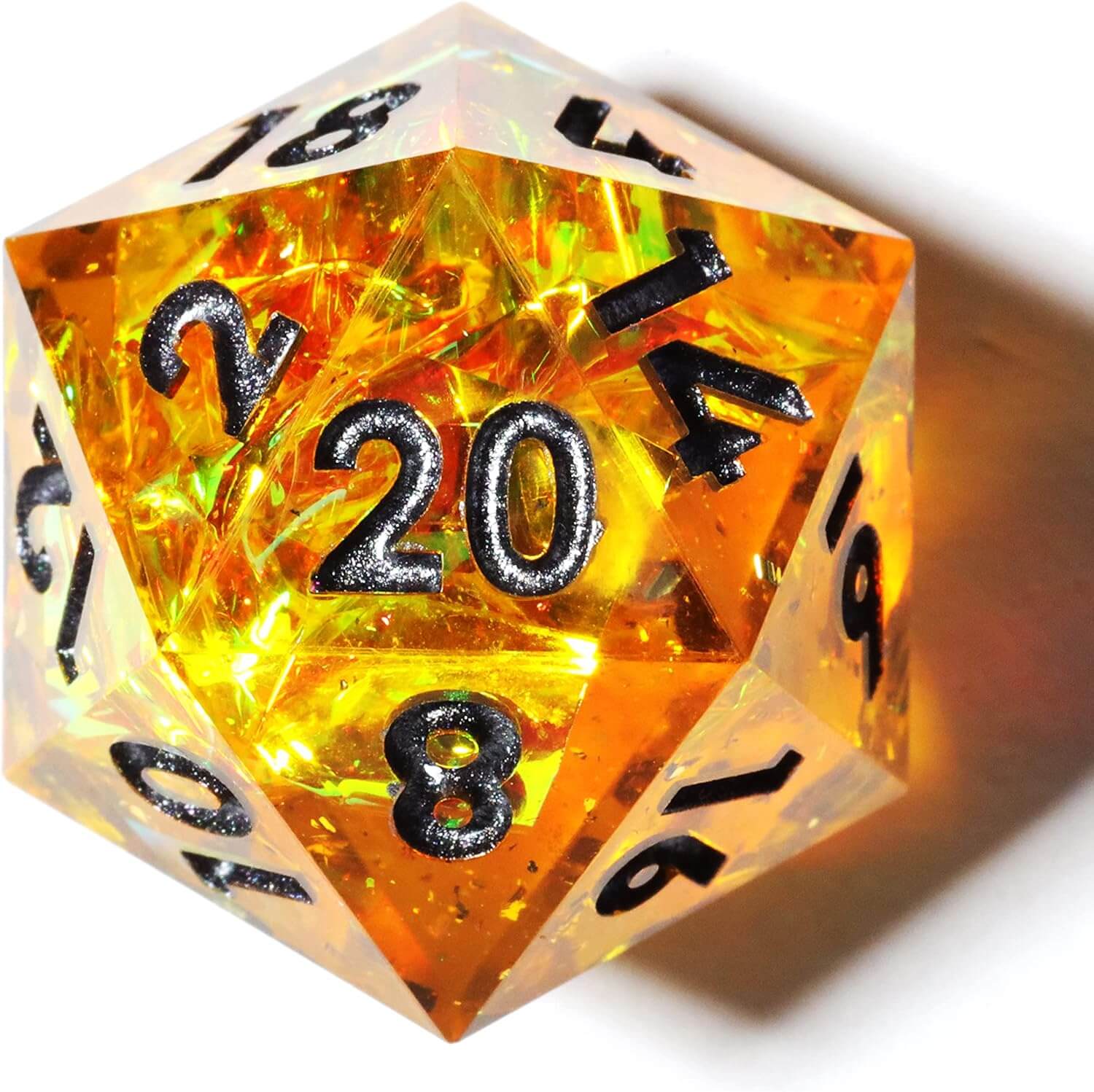 7 Resin Sharp Edged Polyhedral D&D Awesome Dice Set - Gold Guardians - Dice of Dragons