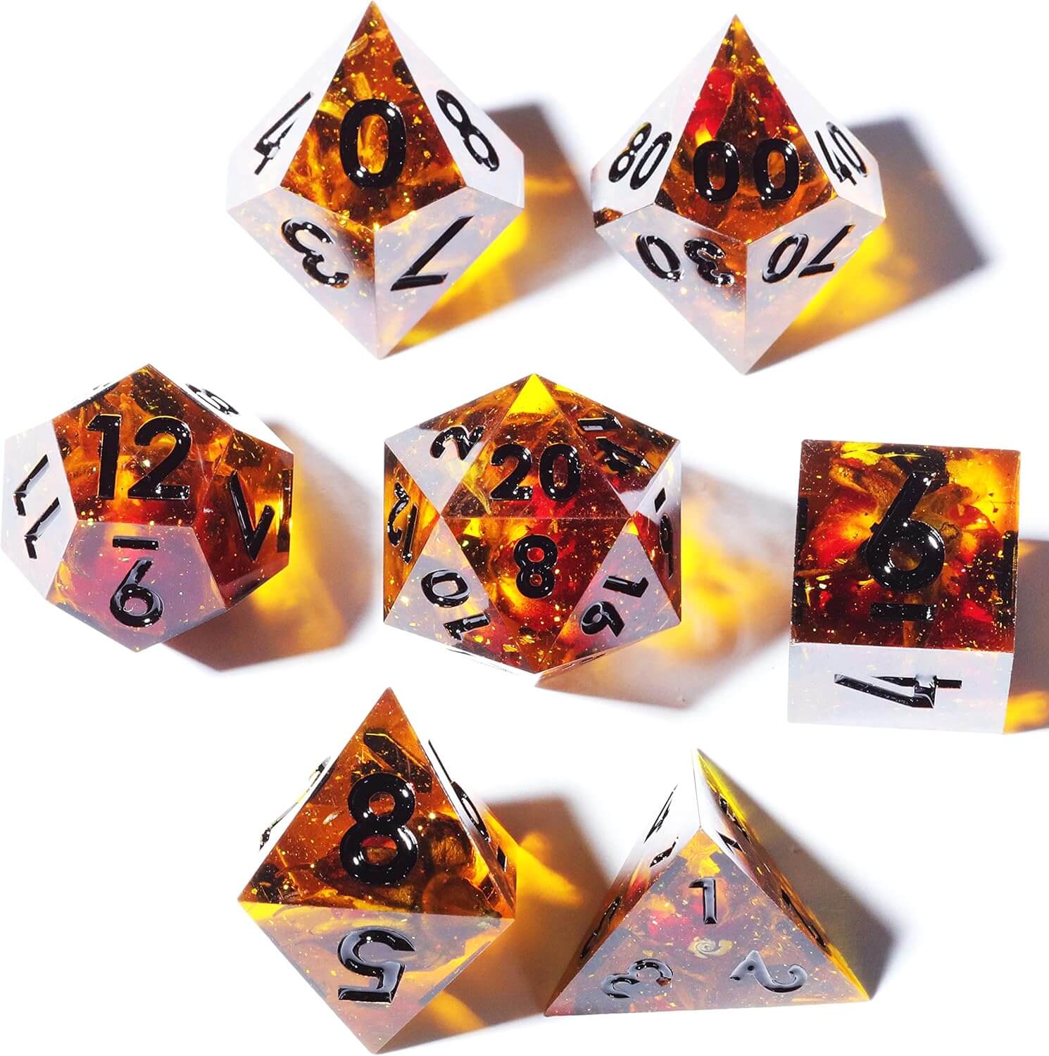 7 Resin Sharp Edged Polyhedral D&D Awesome Dice Set - Blooming Poison - Dice of Dragons