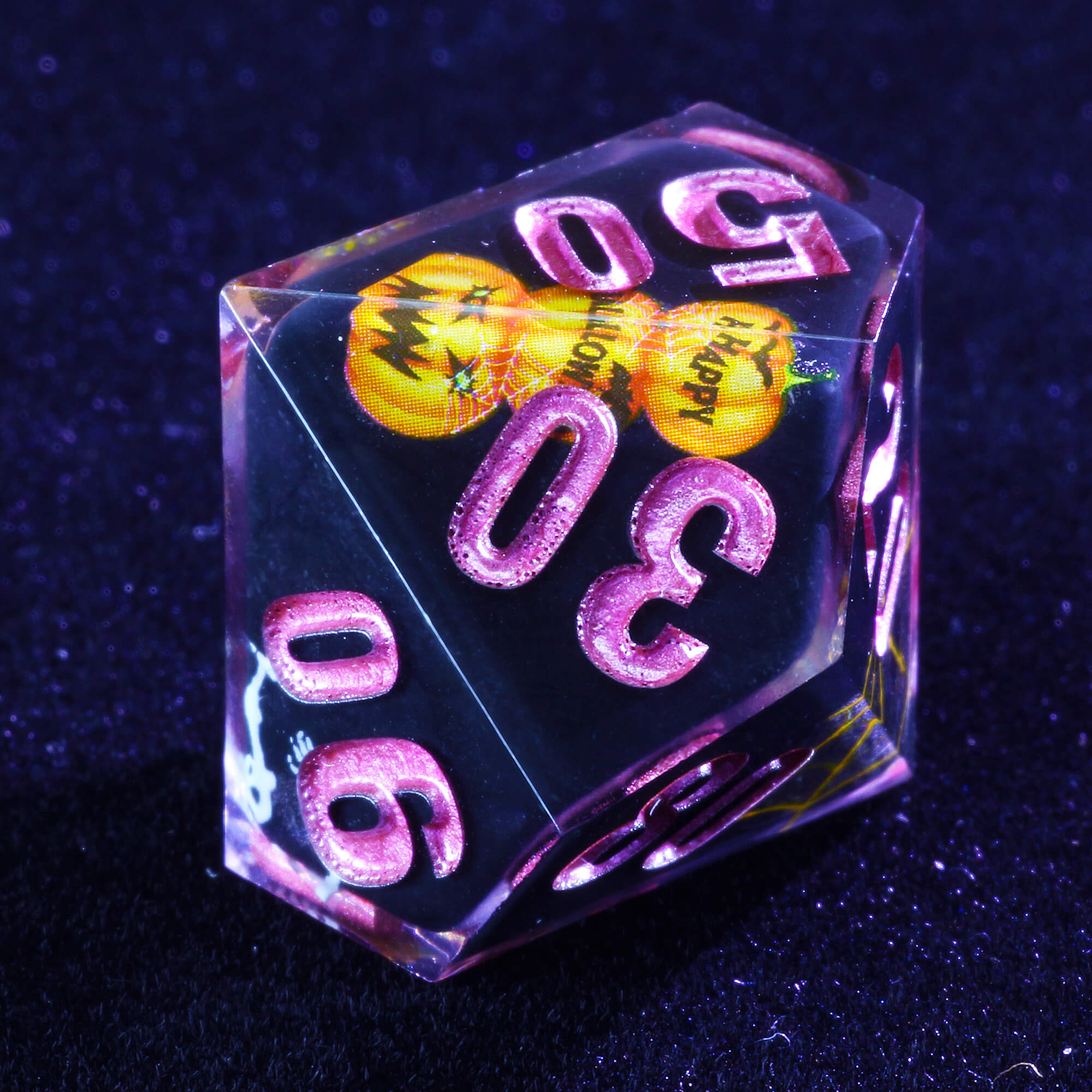 Role Playing 7 Polyhedral Resin Dice Sets DnD Pumpkin Black - Dice of Dragons