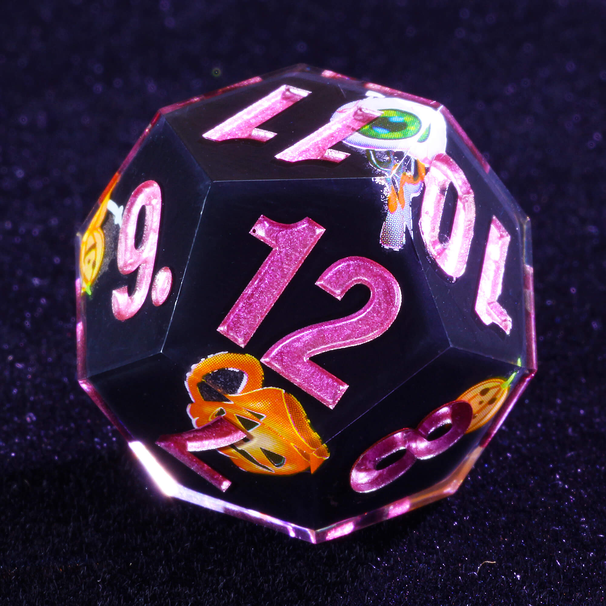 Role Playing 7 Polyhedral Resin Dice Sets DnD Pumpkin Black - Dice of Dragons