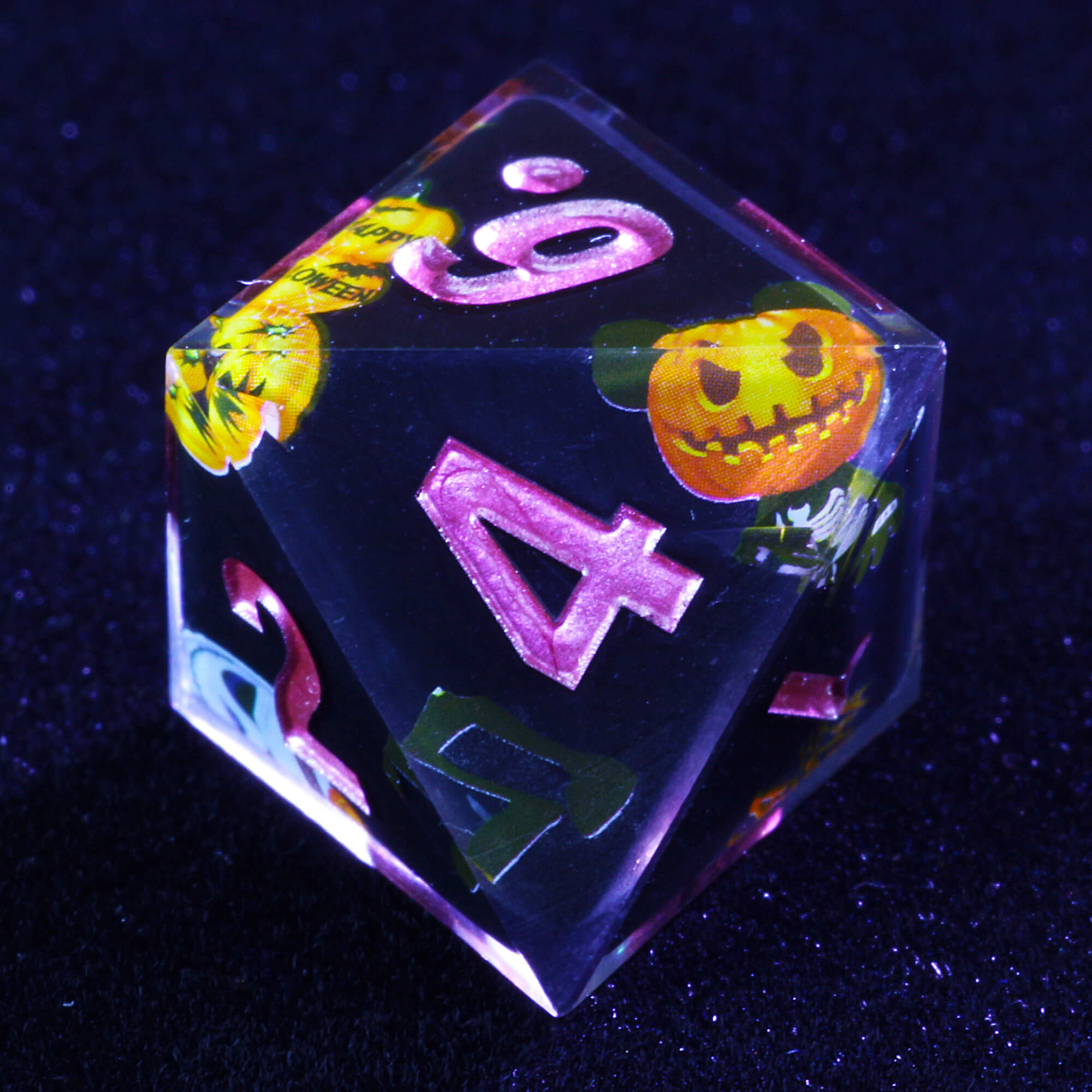 Role Playing 7 Polyhedral Resin Dice Sets DnD Pumpkin Black - Dice of Dragons