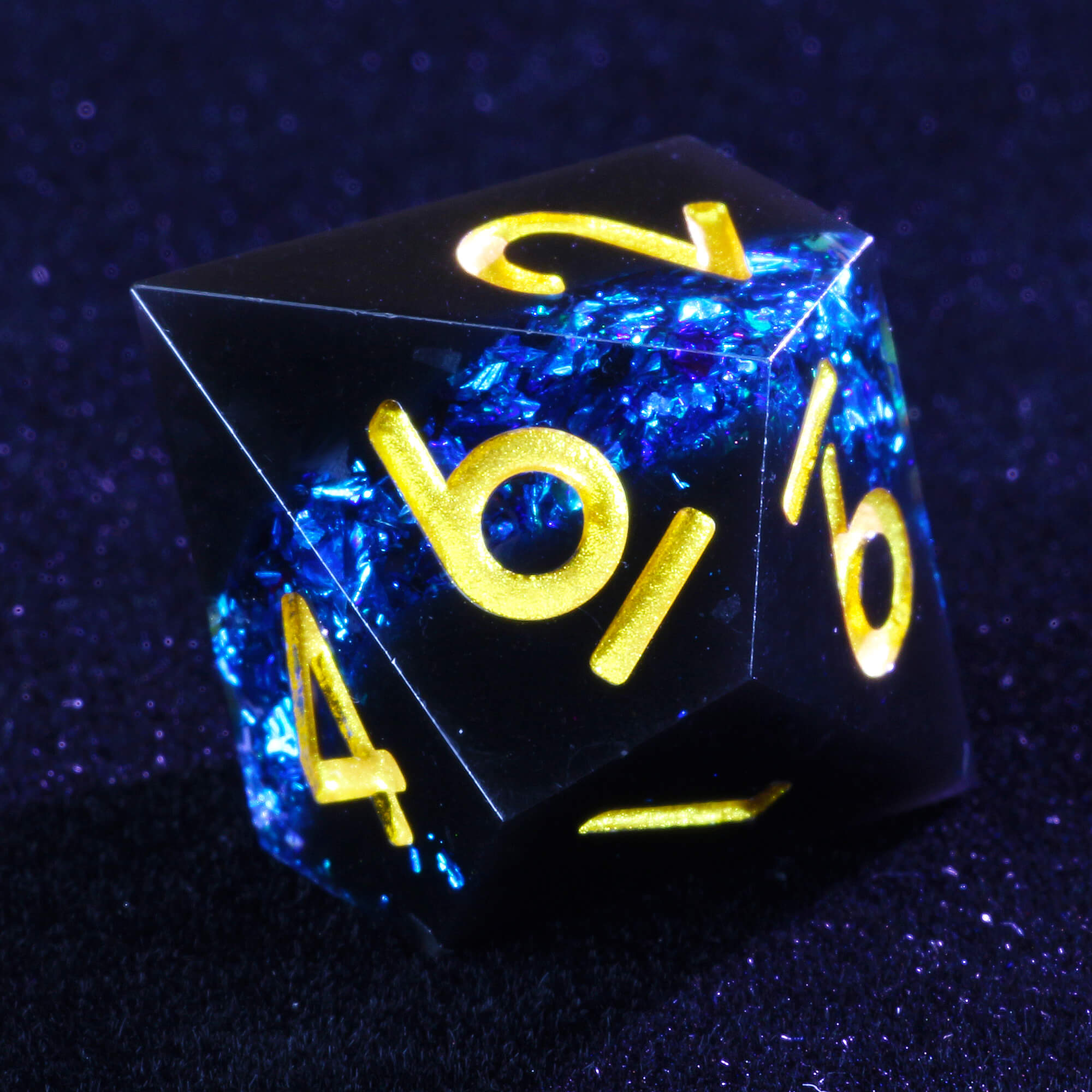 Role Playing 7 Polyhedral Resin DnD Dice Set Tin Foil - Dice of Dragons