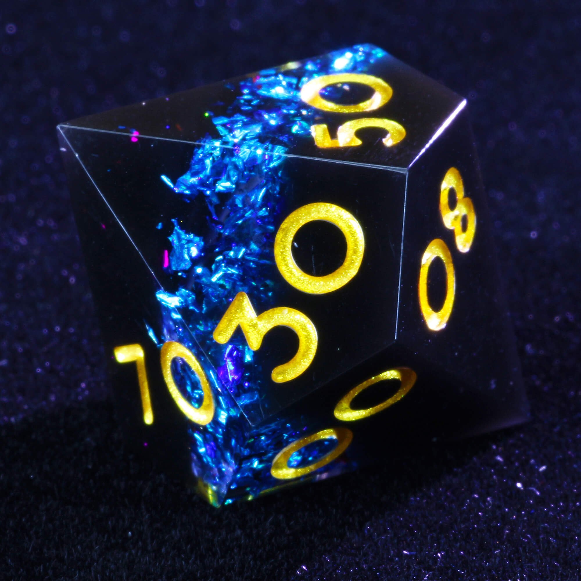 Role Playing 7 Polyhedral Resin DnD Dice Set Tin Foil - Dice of Dragons