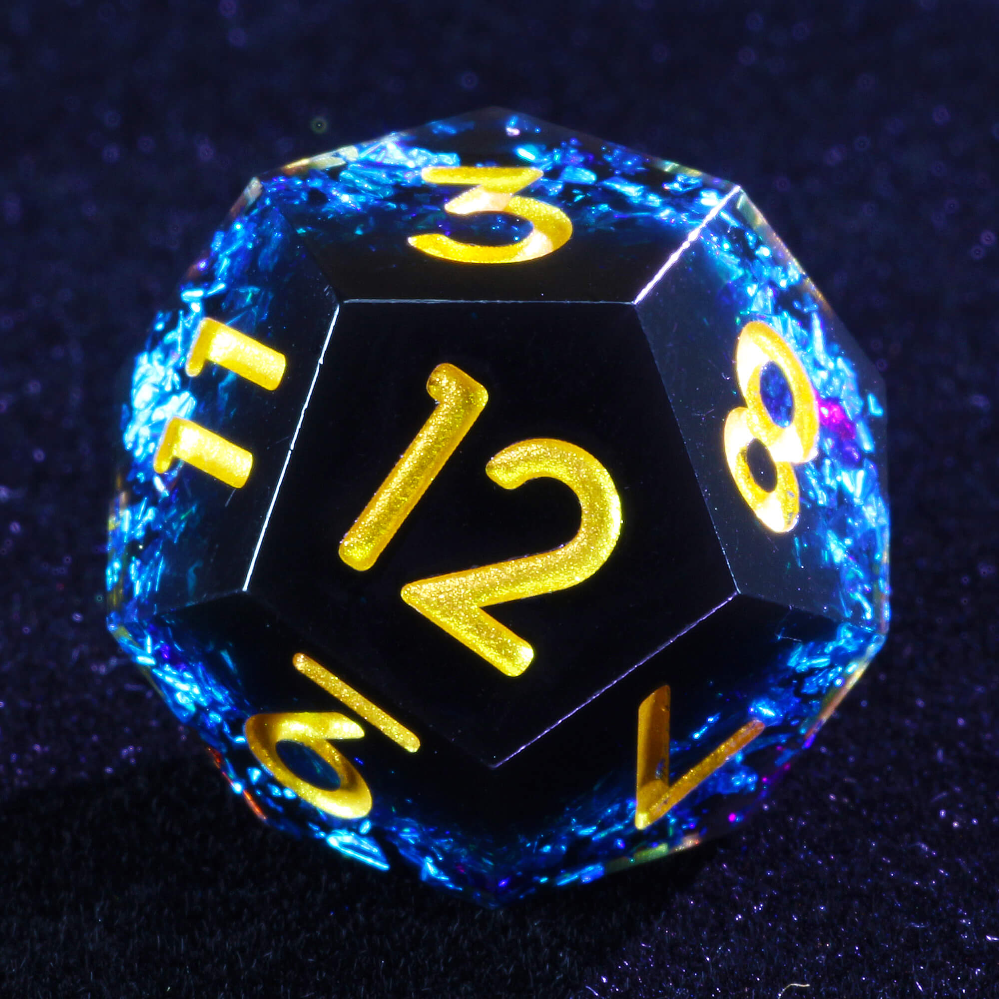 Role Playing 7 Polyhedral Resin DnD Dice Set Tin Foil - Dice of Dragons