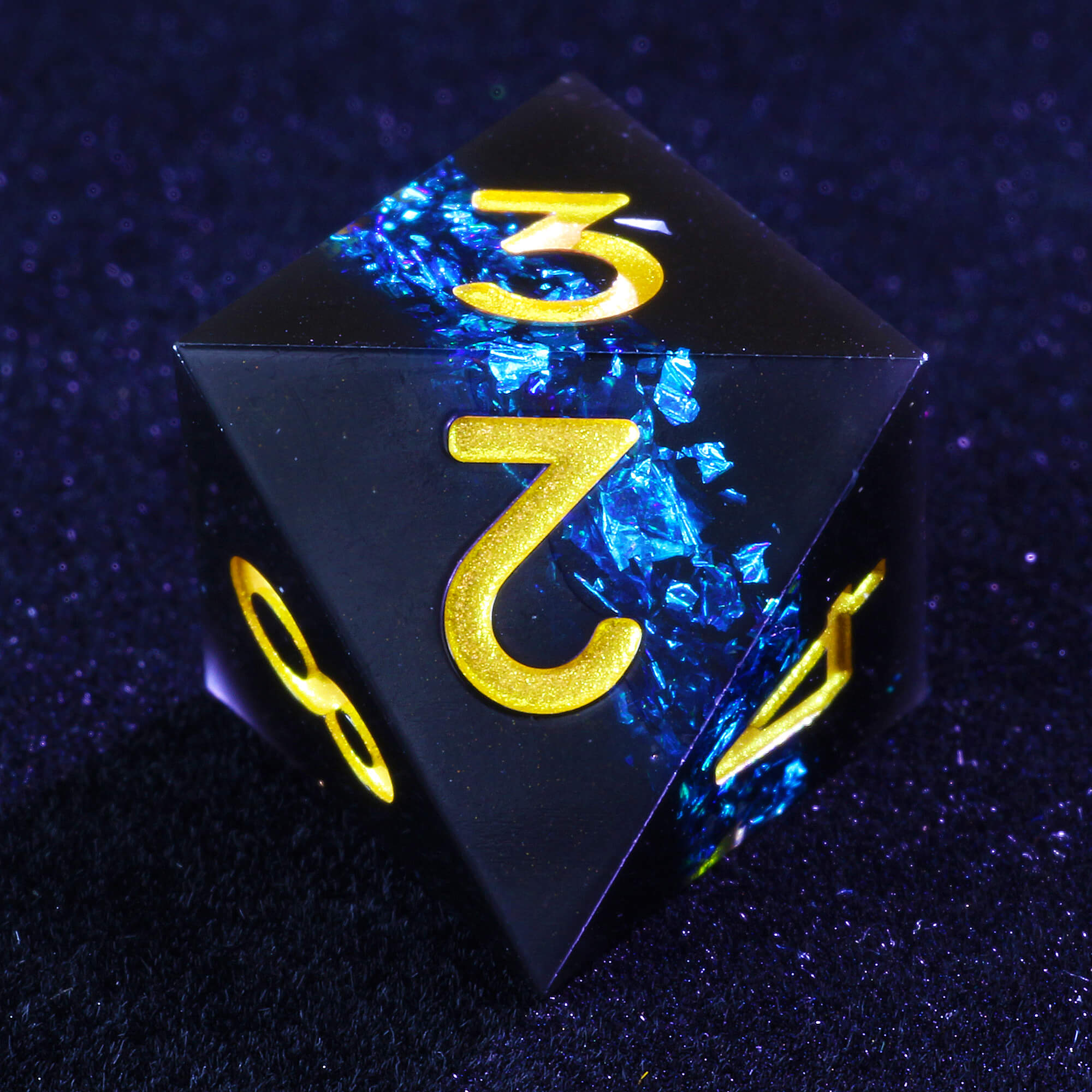 Role Playing 7 Polyhedral Resin DnD Dice Set Tin Foil - Dice of Dragons